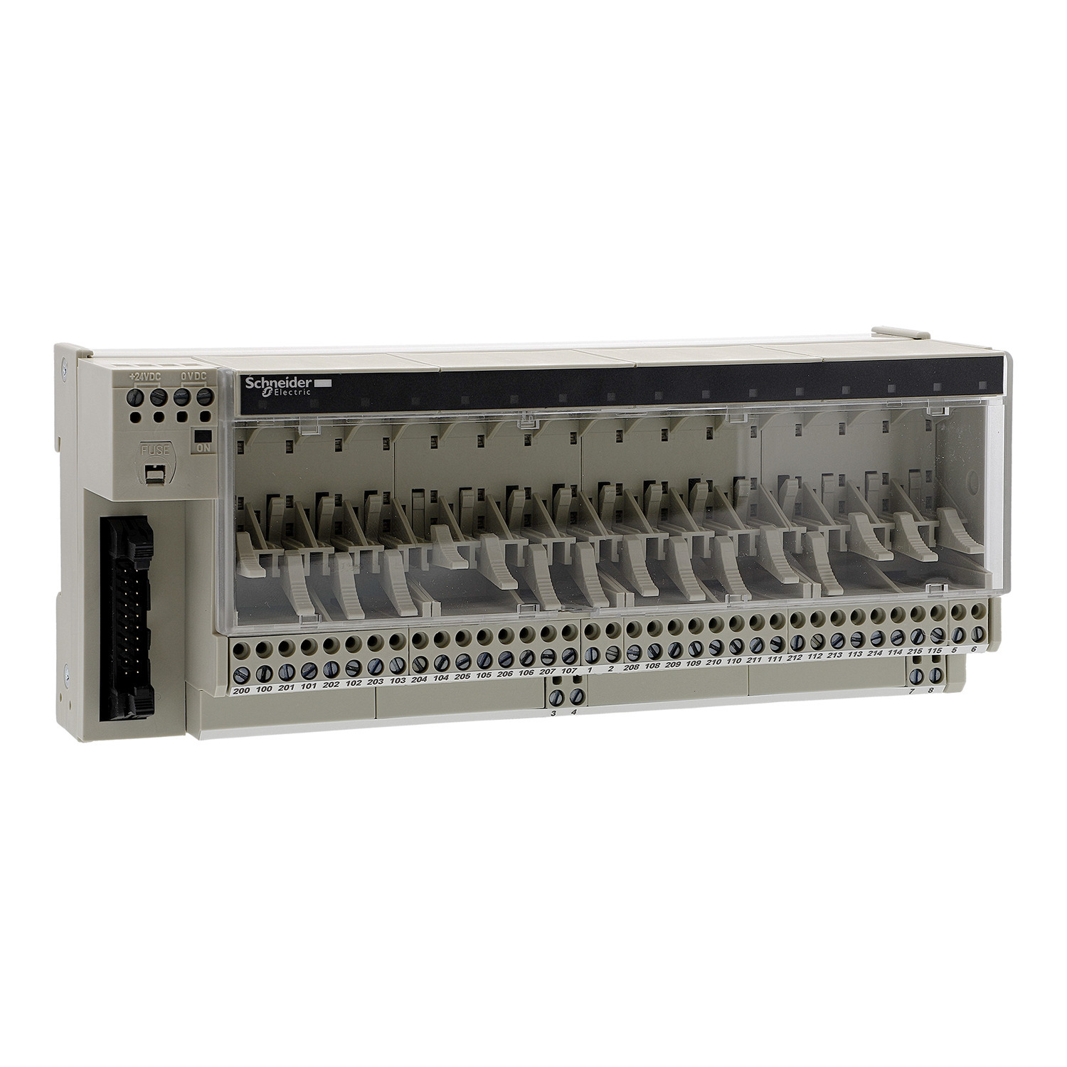 ABE7P16T210 Advantys 16-Channel Volt-Free Sub-Base, Screw Wire Clamp, For Use With ABR7S2 Plug-In Electromechanical Relay, ABS7SA2 Plug-In Solid State Relay and ABE7ACC20 Removable Continuity Block
