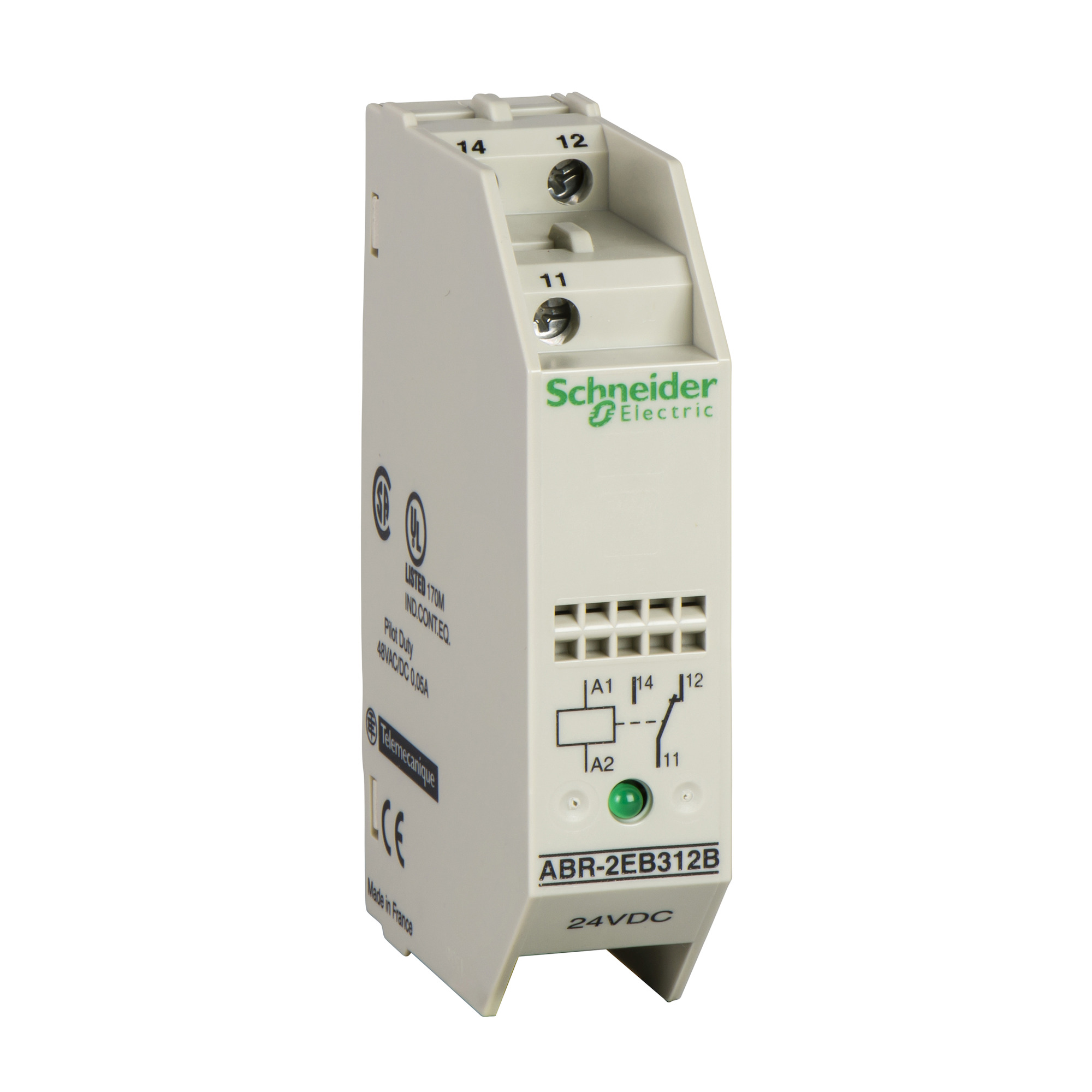 ABR2EB312B Slim Electromechanical Input Interface Relay With LED, 0.05 A, 1CO 1 Form C Contact, 60 V AC/DC V Coil