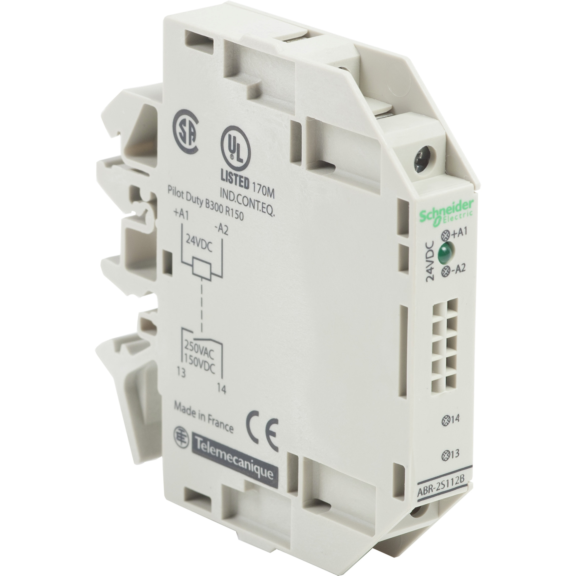 ABR2S102B Advantys Zelio Slim Electromechanical Output Interface Relay, 5 A, 1NO 1 Form A Contact, 24 V DC V Coil
