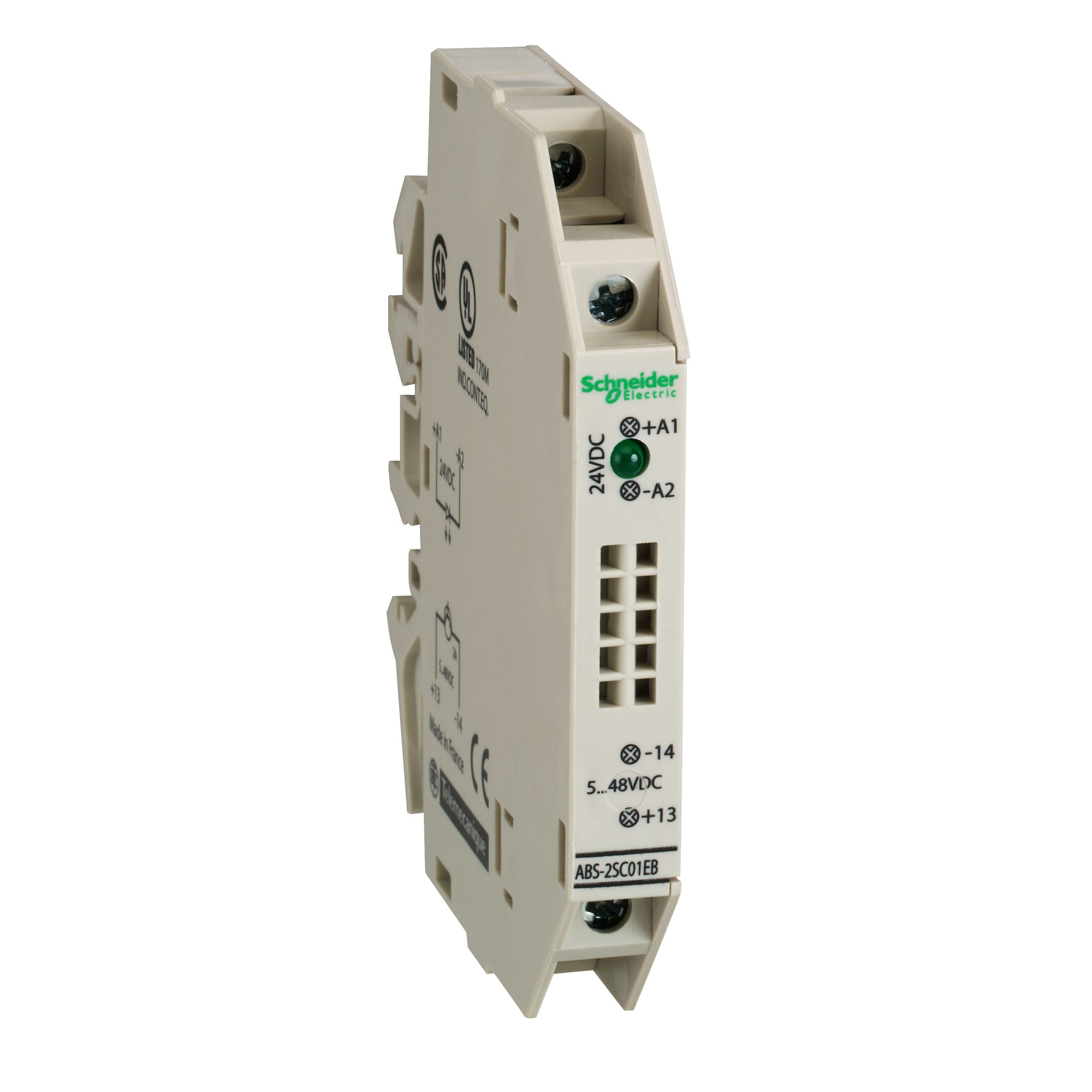 ABS2SC02EB Advantys Slim Solid State Output Interface Relay, 0.012 mA, 1NC 1 Form B Contact, 24 V DC V Coil