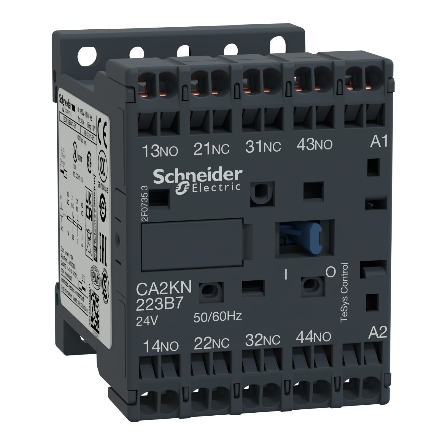 CA2KN223F7 TeSys K IEC Control Relay, 10 A, 2NO-2NC 2 Form A/2 Form B Contact, 110 V AC V Coil