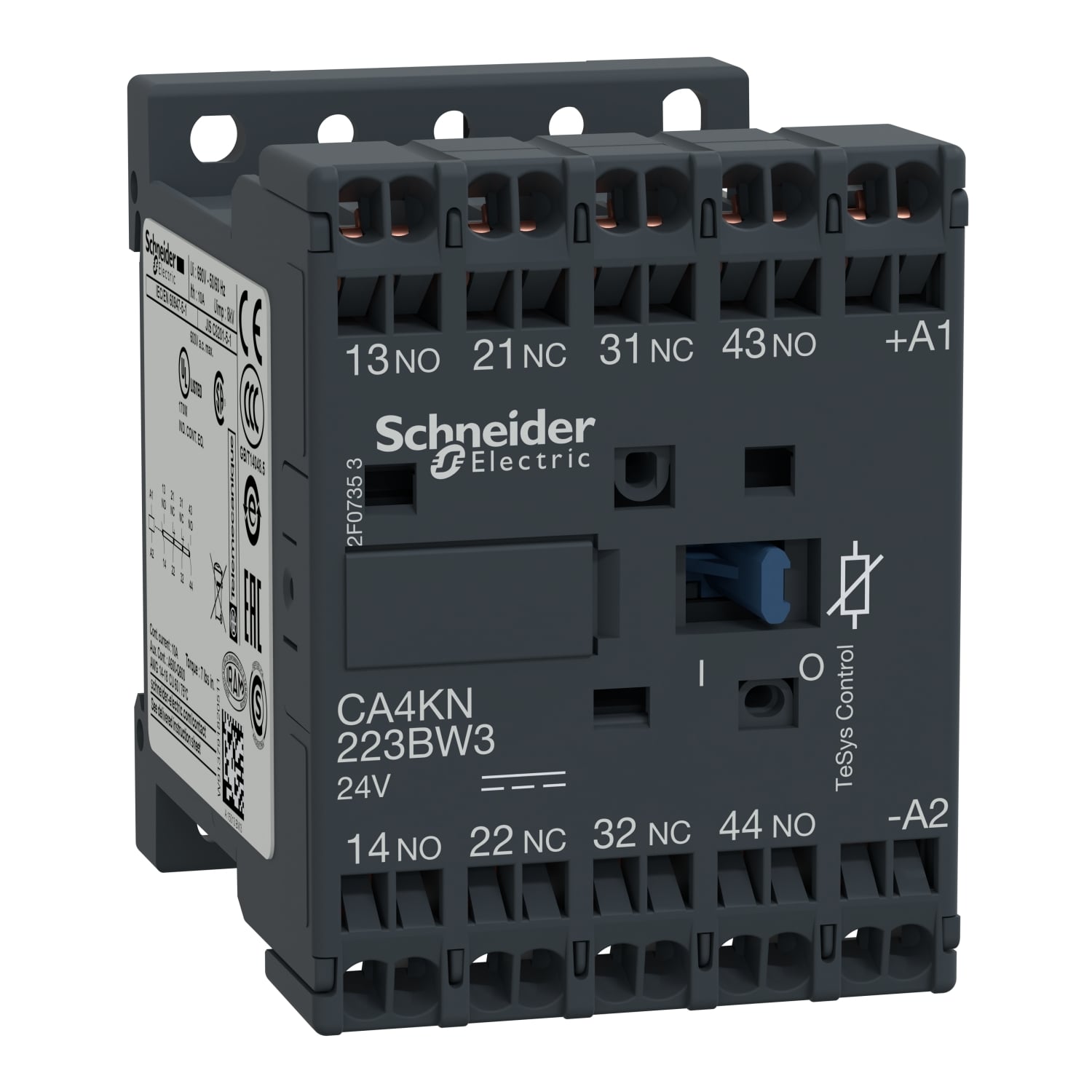 CA4KN223BW3 TeSys K Control Relay, 10 A, 2NO-2NC 2 Form A/2 Form B Contact, 24 V DC V Coil