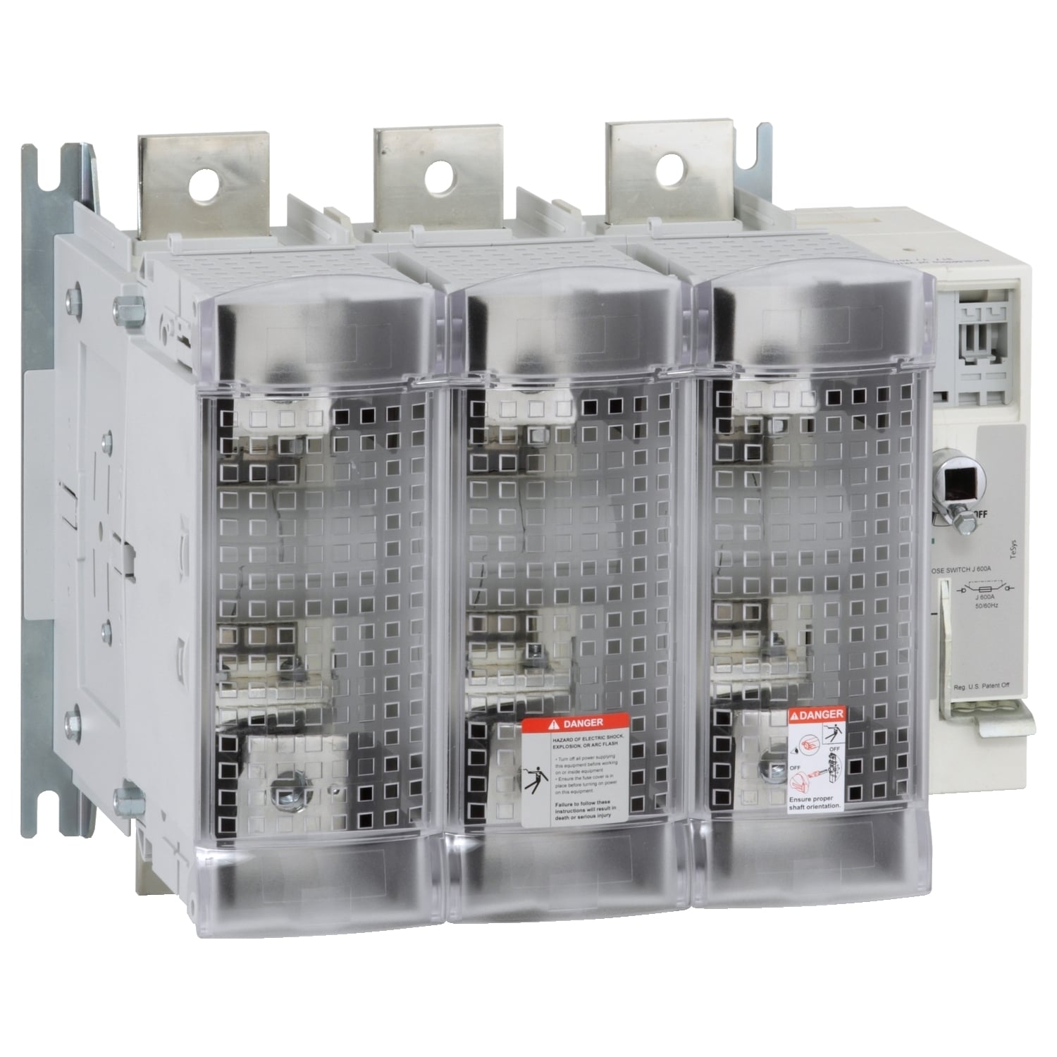 GS2SU3 TeSys Fusible Disconnect Switch With Terminal Cover, 600 V AC, 600 A, 500 hp, 3NO 3 Form A Contact, 3 Poles