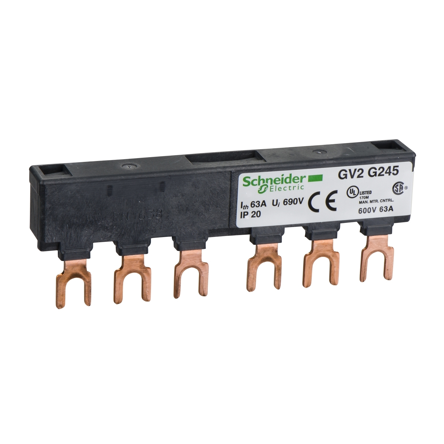 GV2G245 TeSys Combination Busbar, 3 Poles, For Use With TeSys GV2, D, K, U Manual Starter and Controller