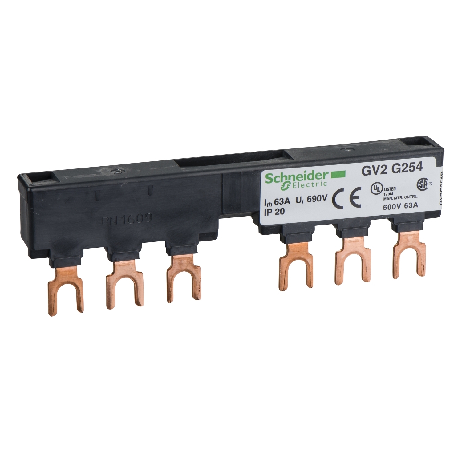 GV2G254 GV2G Insulated Combination Busbar, 3 Poles, For Use With GV2 Manual Starter and TeSys U Controller