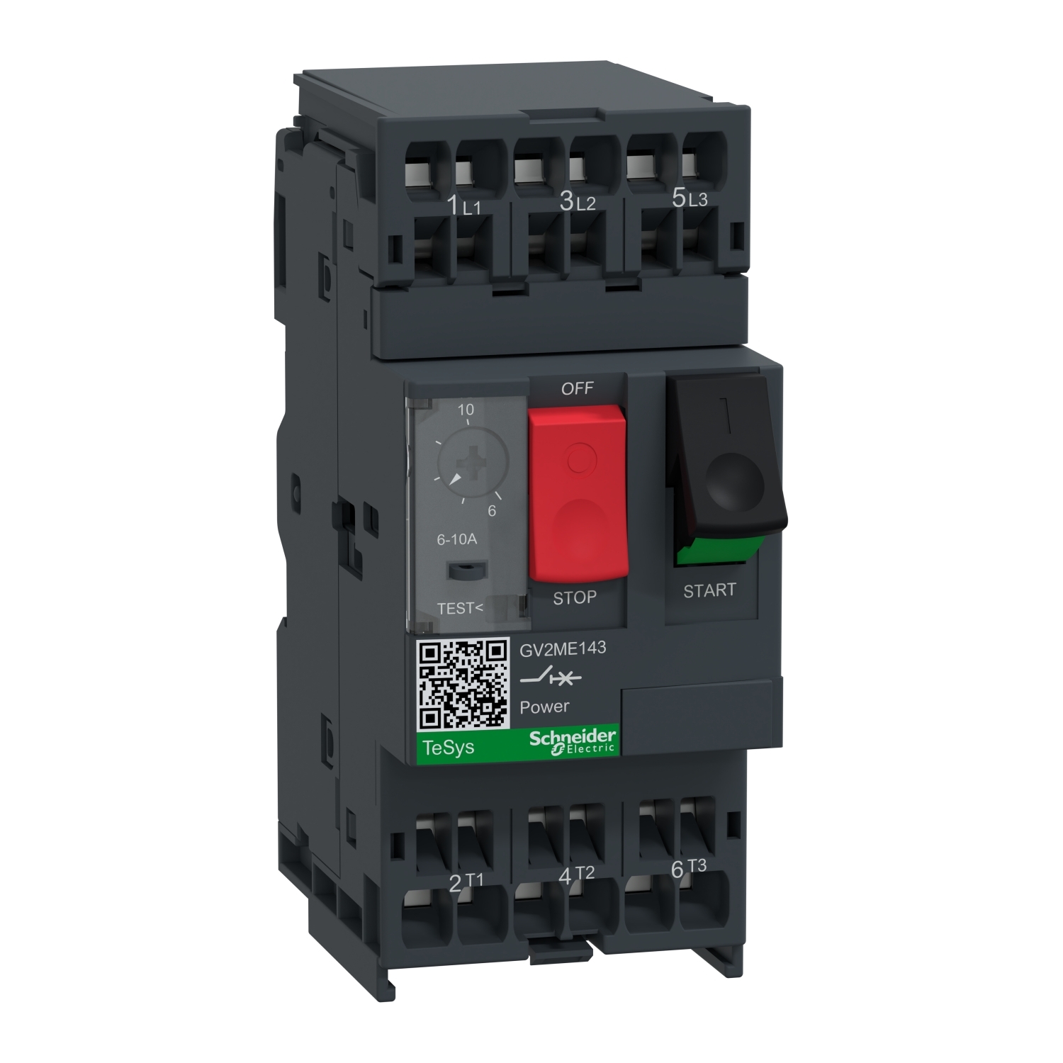 GV2ME143 TeSys GV2ME Circuit Breaker Thermal Magnetic Manual Starter, 3 Poles, IP20 Enclosure