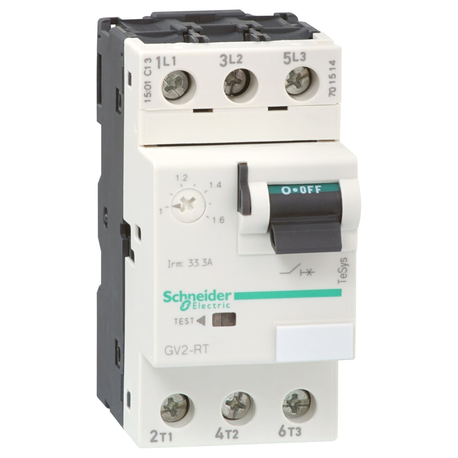 GV2RT16 TeSys Circuit Breaker Thermal Magnetic Manual Starter, 3 Poles, IP20 Enclosure