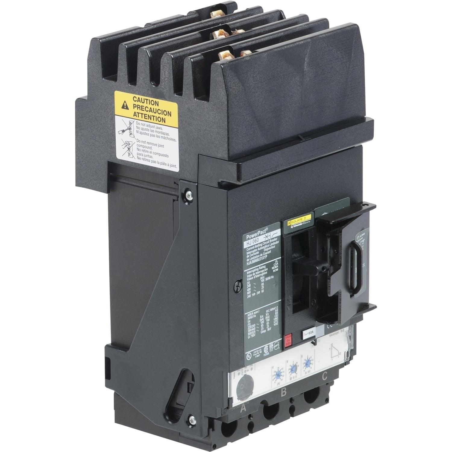 HJA36060U31XYP Molded Case Circuit Breaker, 60 Amp, 3 Pole, 600V