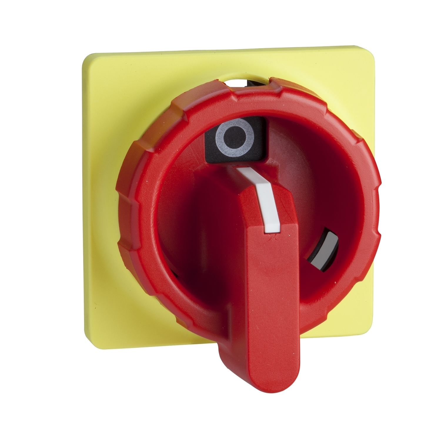 KCF1YZ TeSys Pad lockable Rotary Disconnect Switch Operating Handle With (3) Padlock, Front Plate, 60 mm W x 60 mm H, Red/Yellow