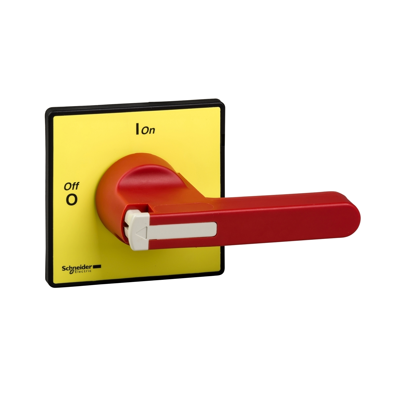 KDF3PZ TeSys Vario Long Non-Pad lockable Rotary Disconnect Switch Operating Handle With Front Plate, 90 mm W x 90 mm H, Red/Yellow