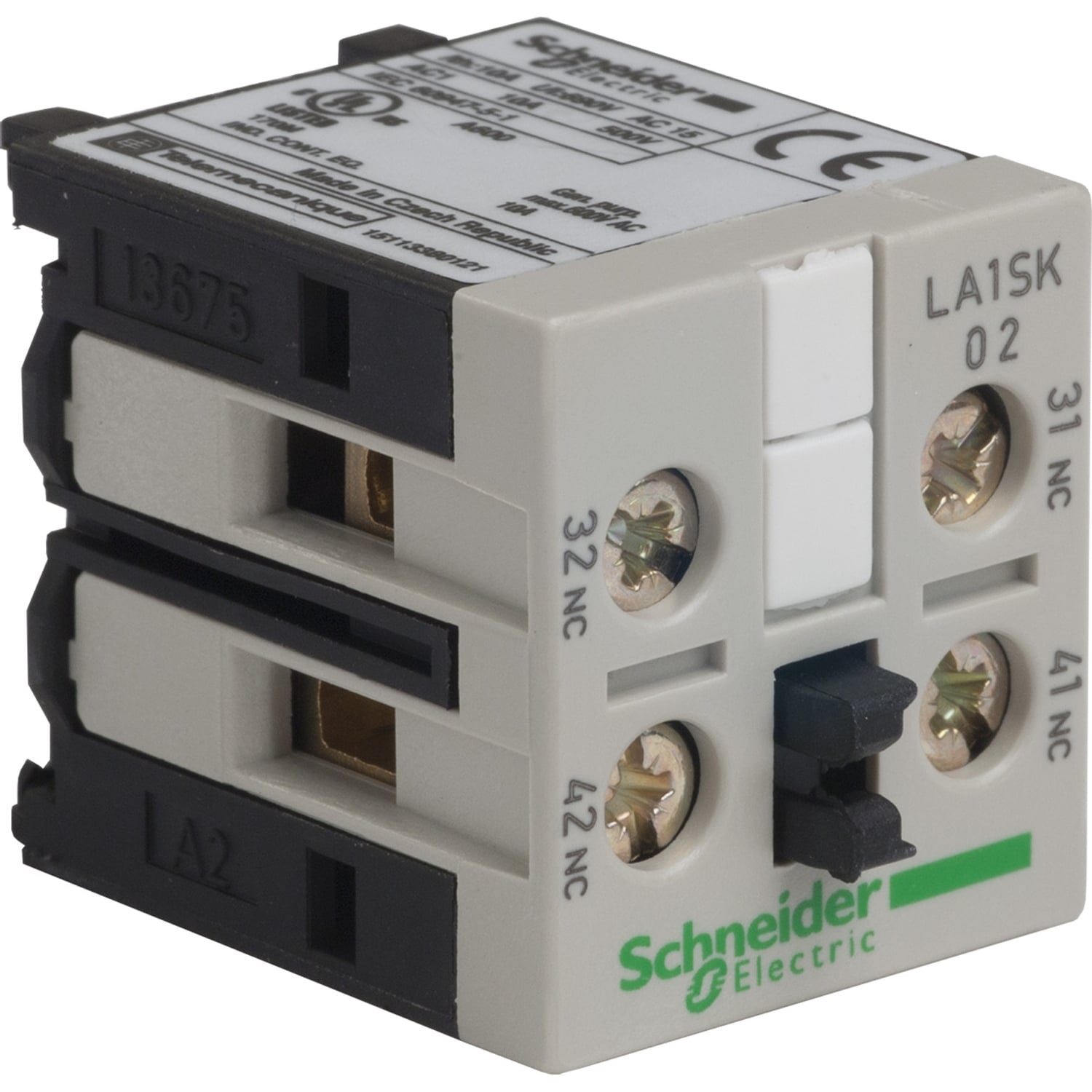 LA1SK02 TeSys Instantaneous Auxiliary Contact Block, 690 V AC, 10 A, 2 Contacts