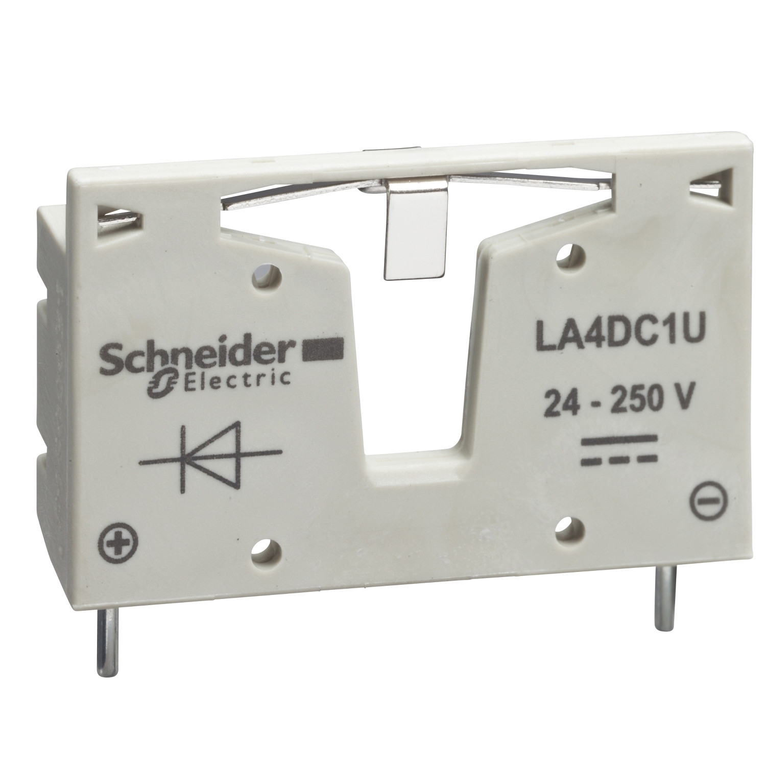 LA4DC1U TeSys Flywheel Diode Suppressor Module, 3 Poles, For Use With TeSys D LP1D09 to LP1D32 Contactor