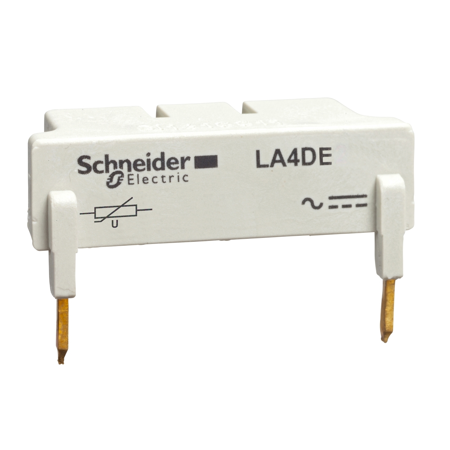 LA4DE2G TeSys Varistor Suppressor Module, 3/4 Poles, For Use With TeSys D 4-Pole LC1D80 to LC1D95, 4-Pole LC1D40008 to 3-Pole D80008, LC1D80004 Contactor