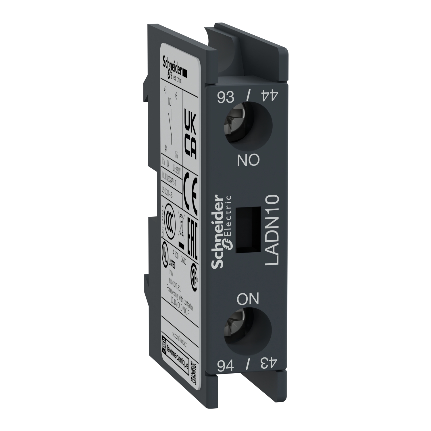 LADN10 TeSys Instantaneous D Auxiliary Contact Block, 690 V AC, 10 A, 1 Contact