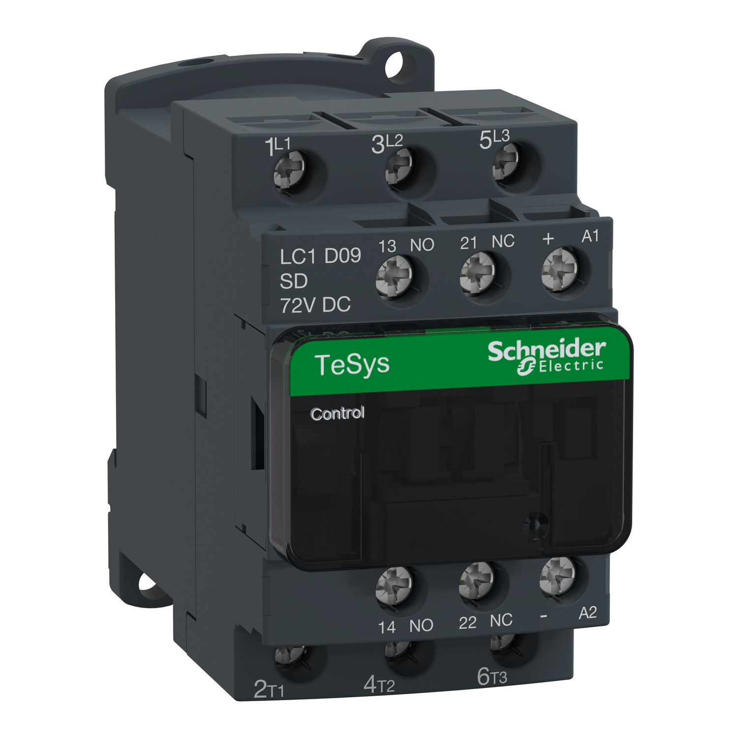 LC1D09SD TeSys D D-Line LC1D IEC Contactor With Protective Cover, 72/690 V AC, 300 V DC V Coil, 25 A, 3NO Contact, 3 Poles