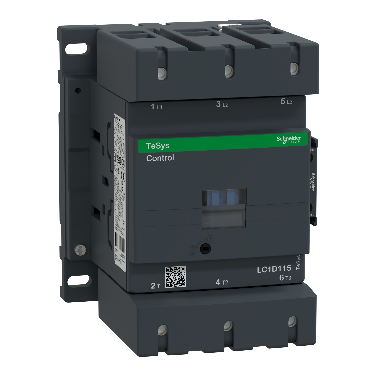LC1D115B7 TeSys D LC1D Non-Reversing IEC Contactor With Safety Cover, 24 V AC V Coil, 115/200 A, 3NO Contact, 3 Poles