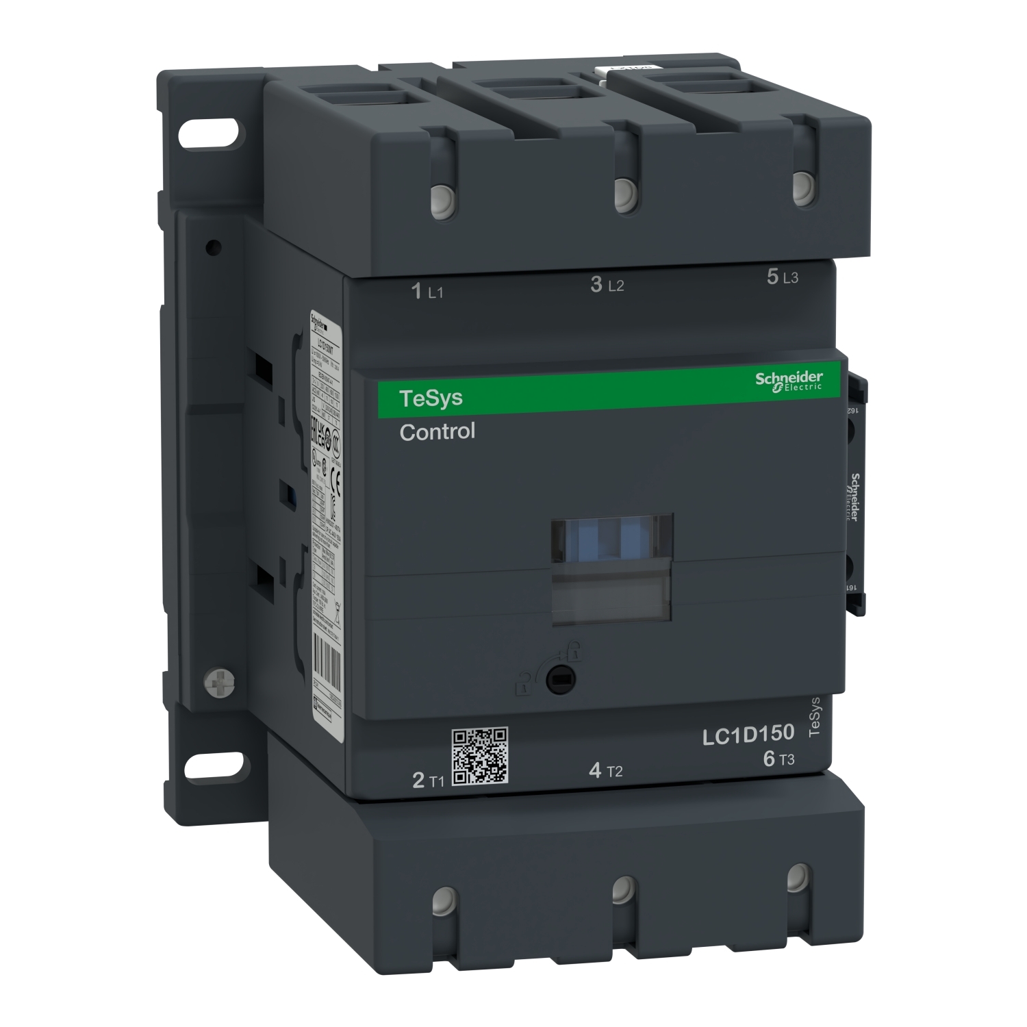 LC1D150F7 TeSys D Direct On-Line Standard IEC Contactor With Protective Cover, 110 to 1000 V AC V Coil, 150/200 A, 3NO Contact, 3 Poles