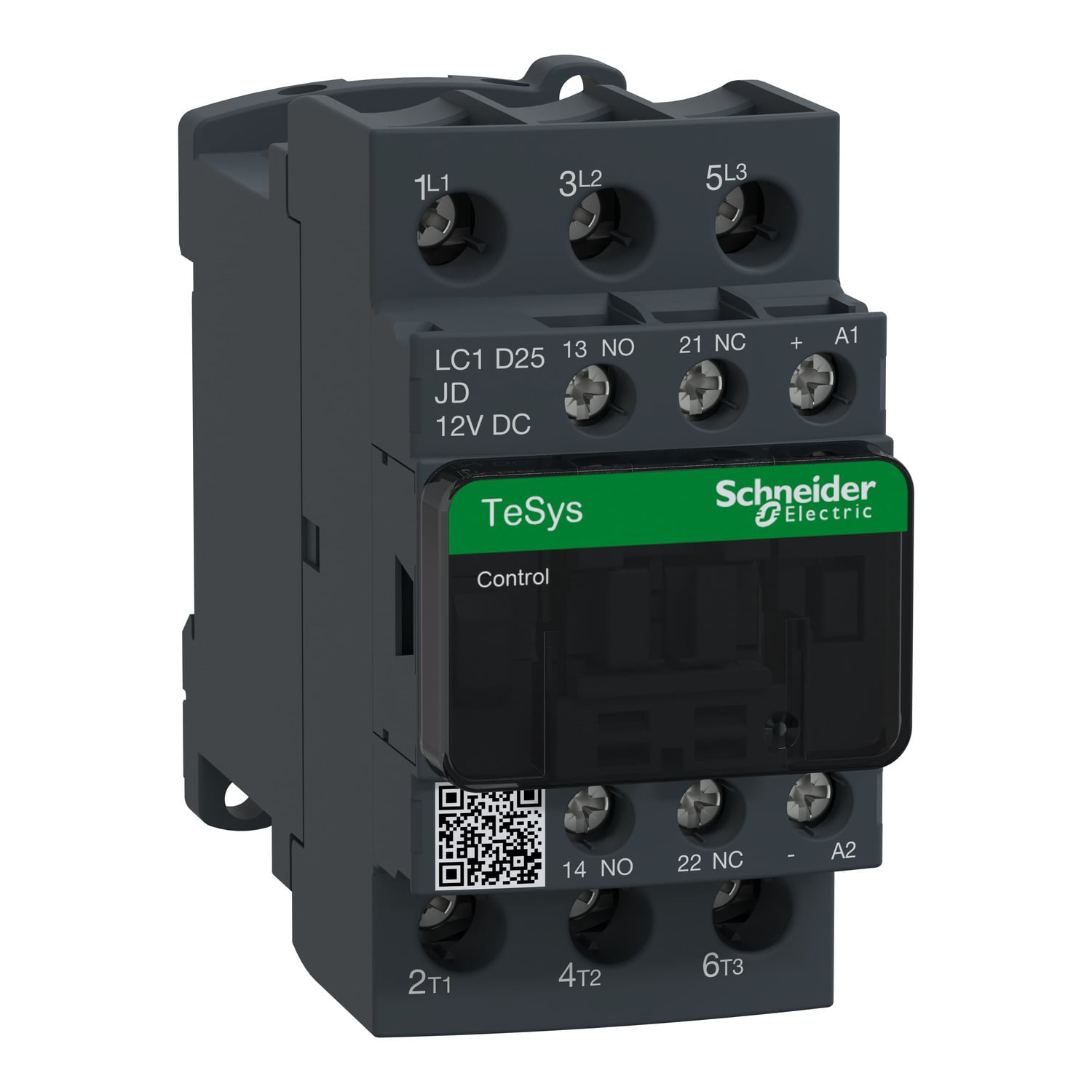 LC1D25JD TeSys D LC1D Non-Reversing IEC Contactor With Safety Cover, 12 V DC V Coil, 25/40 A, 3NO Contact, 3 Poles