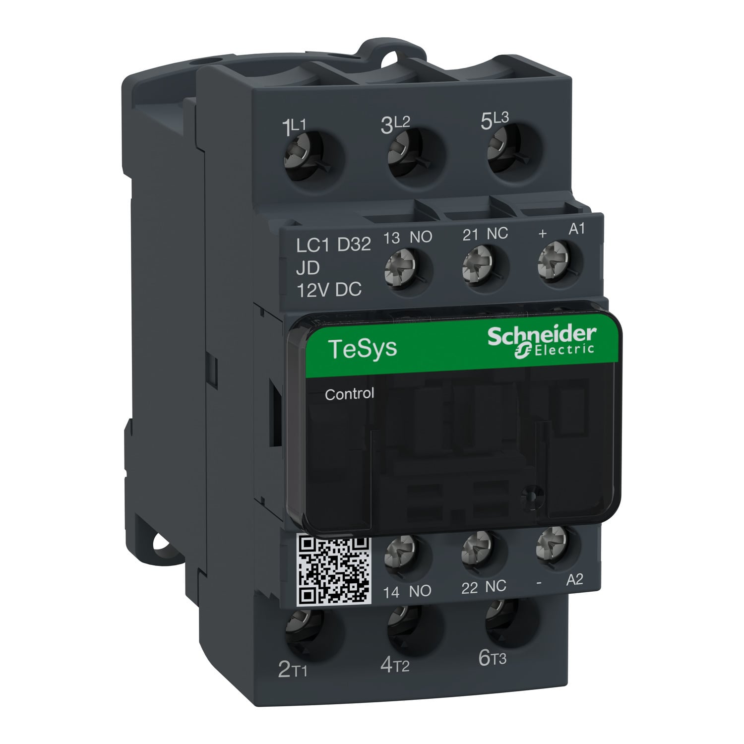 LC1D32JD TeSys D LC1D Non-Reversing IEC Contactor With Safety Cover, 12 V DC V Coil, 32/50 A, 3NO Contact, 3 Poles