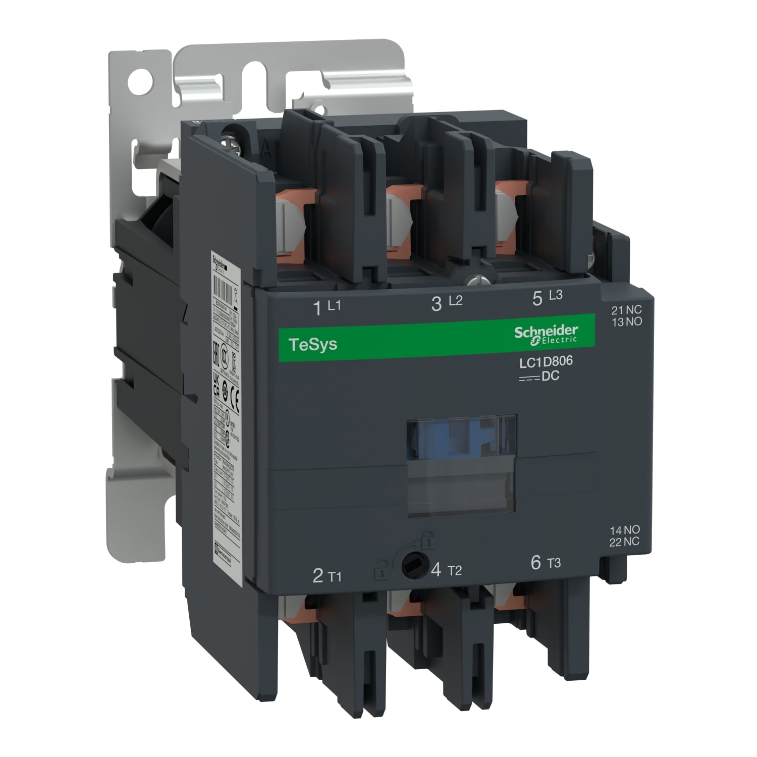 LC1D806BD TeSys D Contactor With Safety Cover, 24 V DC V Coil, 125 A, 3NO Contact, 3 Poles