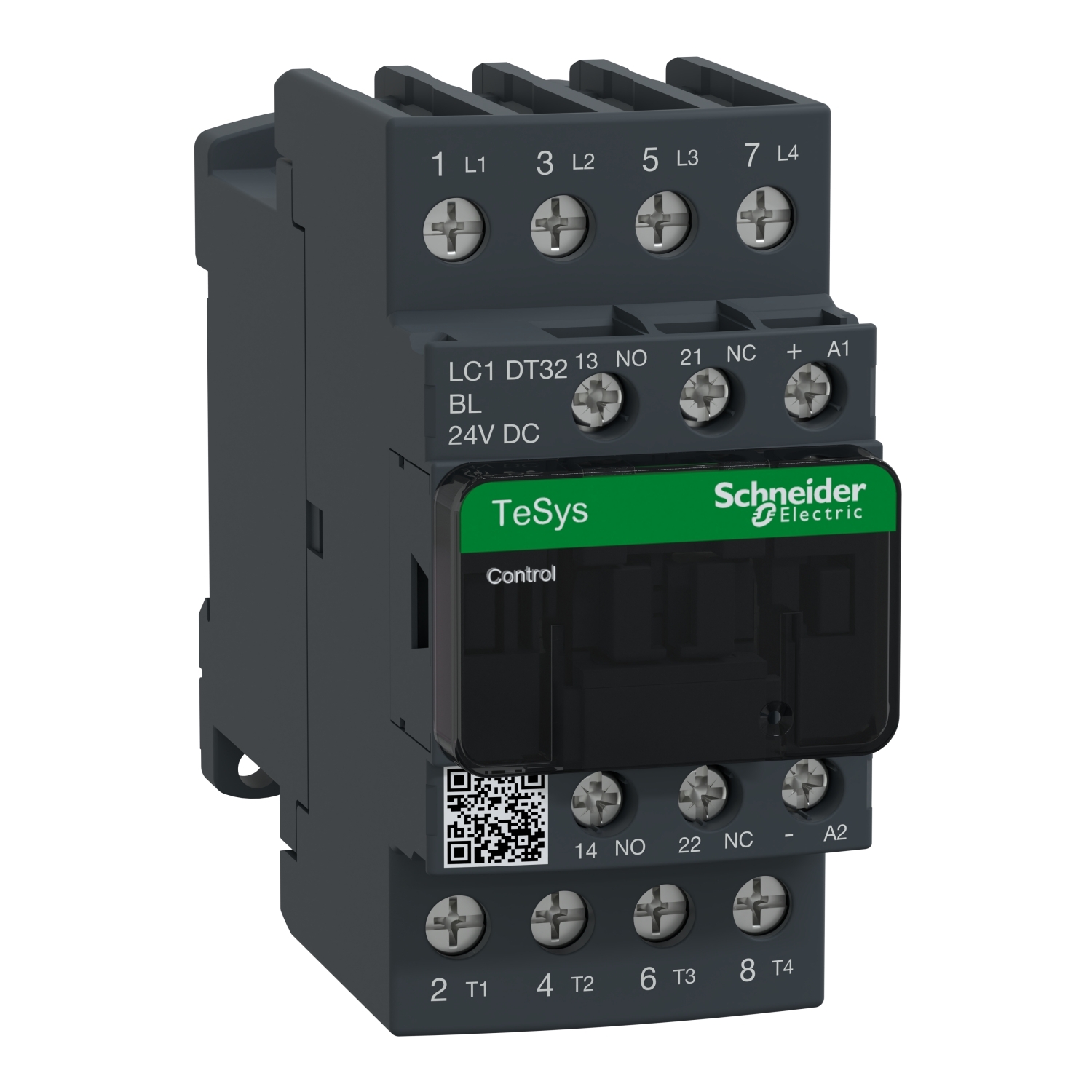 LC1DT32BL TeSys D LC1D Non-Reversing IEC Contactor With Safety Cover, 24 V DC V Coil, 32 A, 4NO Contact, 4 Poles
