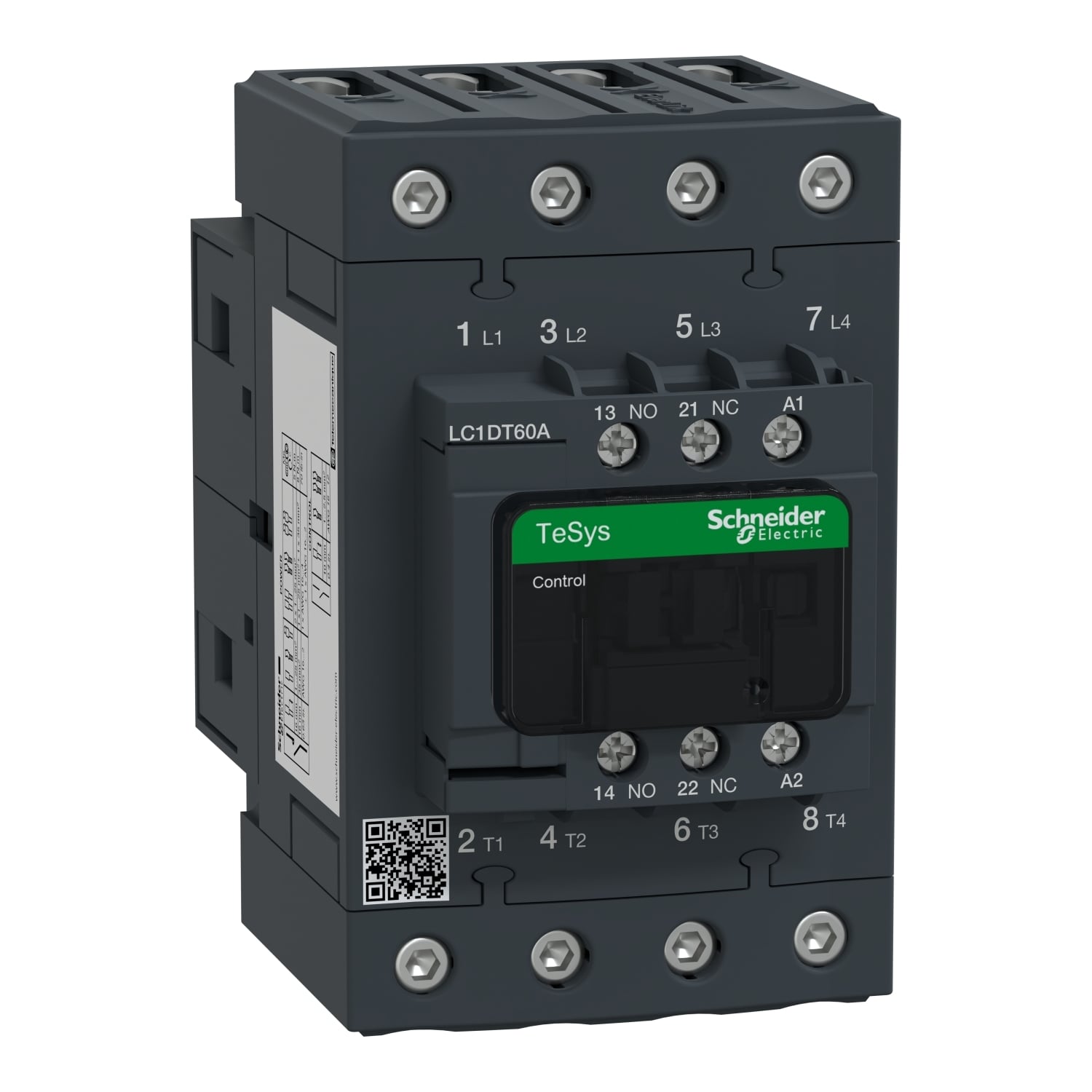 LC1DT60AU7 TeSys D LC1D Non-Reversing IEC Contactor With Safety Cover, 240 V AC V Coil, 60 A, 4NO Contact, 4 Poles