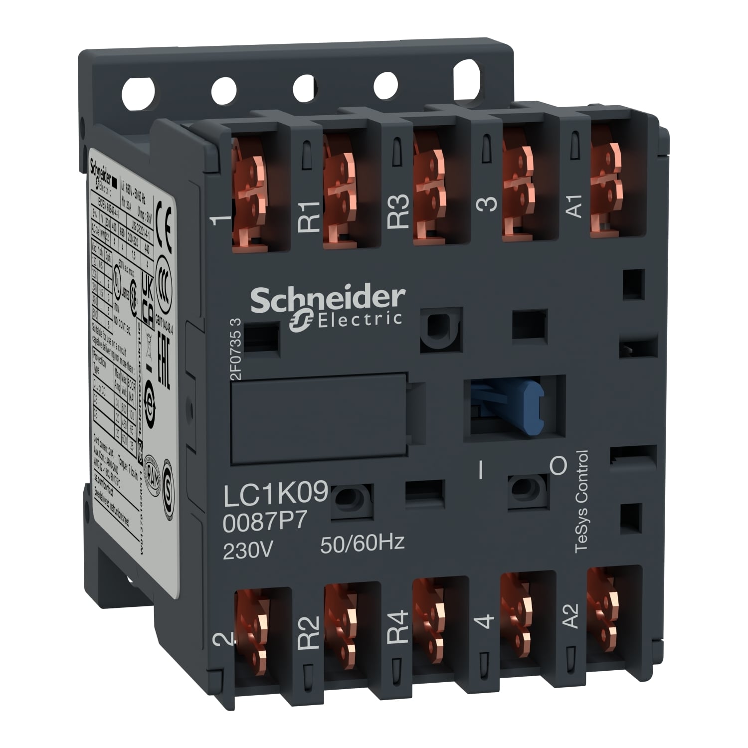 LC1K090087S7 TeSys K Contactor, 500 V AC V Coil, 20 A, 2NO-2NC Contact, 4 Poles
