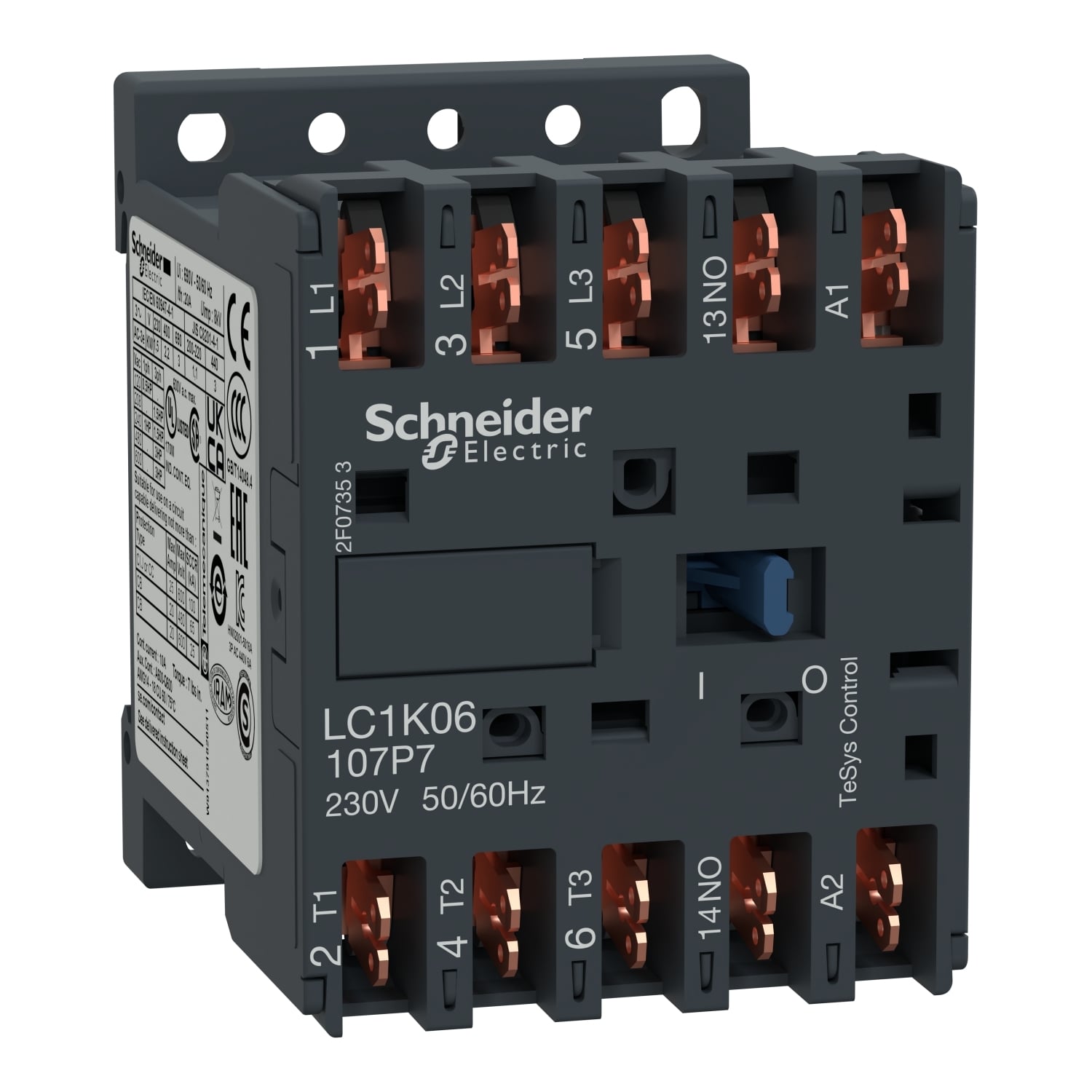 LC1K09107F7 TeSys K Contactor, 110 V AC V Coil, 20 A, 3NO Contact, 3 Poles