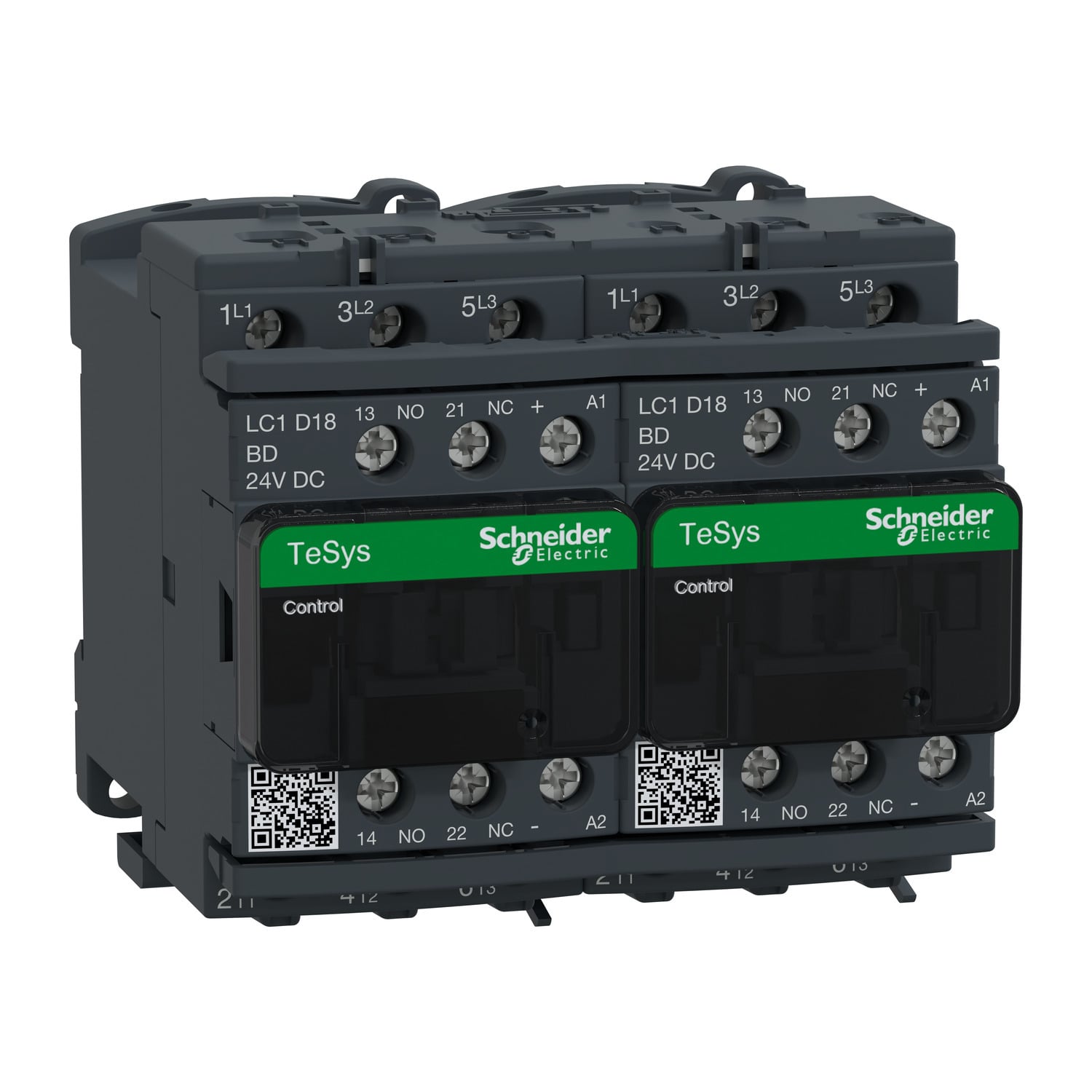 LC2D18BD TeSys D LC2D Reversing IEC Contactor, 24 V DC V Coil, 18/32 A, 3NO Contact, 3 Poles