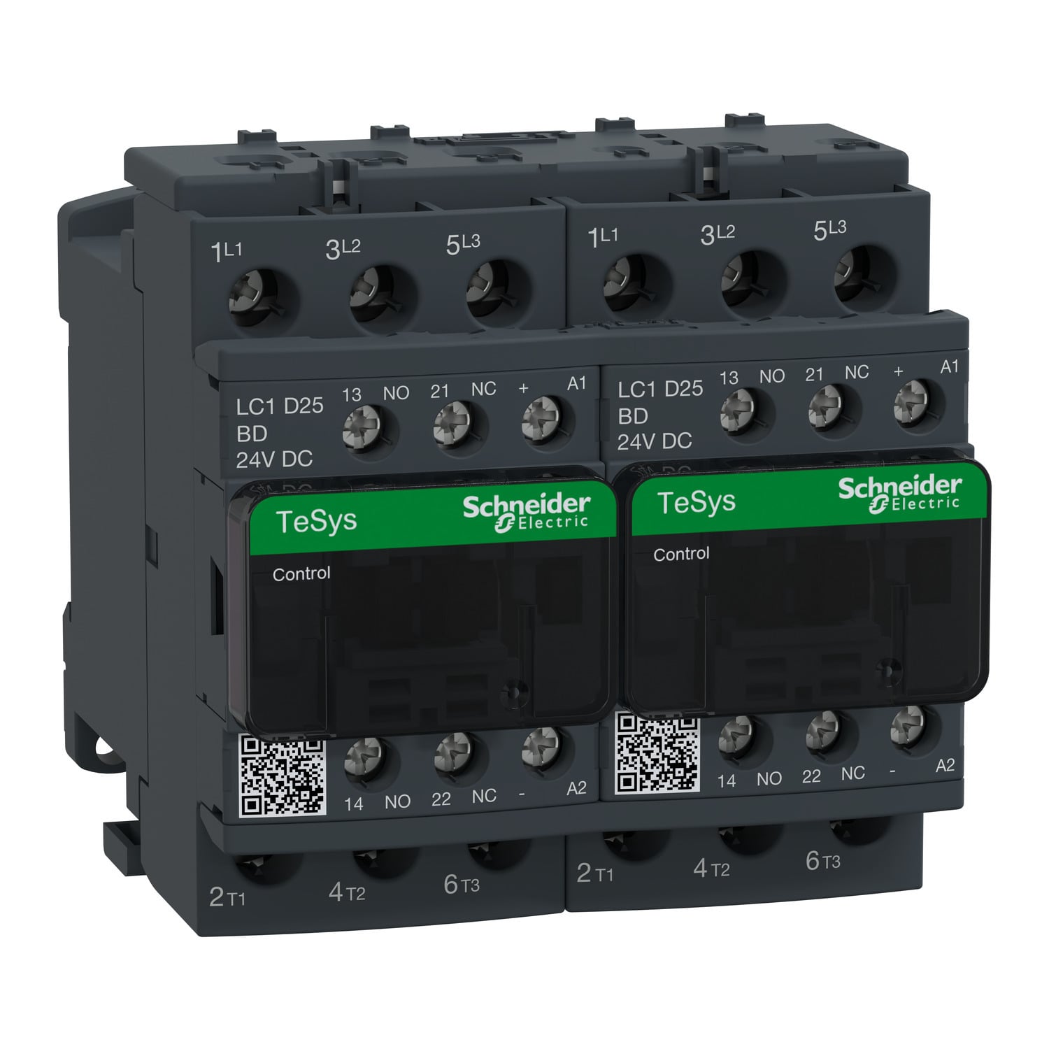 LC2D25BD TeSys D LC1D D-Line Mechanical Standard IEC Contactor With Protective Cover, 690 V AC, 24/300 V DC V Coil, 25/40 A, 3NO Contact, 3 Poles