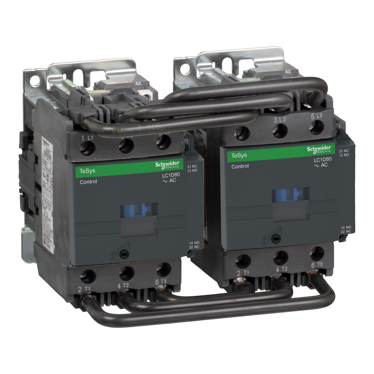 LC2D80FE7 TeSys D Reversing Contactor With Safety Cover, 115 V AC V Coil, 125 A, 3NO Contact, 3 Poles