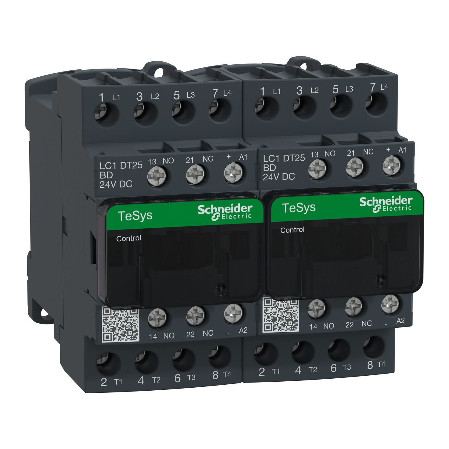 LC2DT25BD TeSys D LC2D Reversing IEC Contactor, 24 V DC V Coil, 25 A, 4NO Contact, 4 Poles
