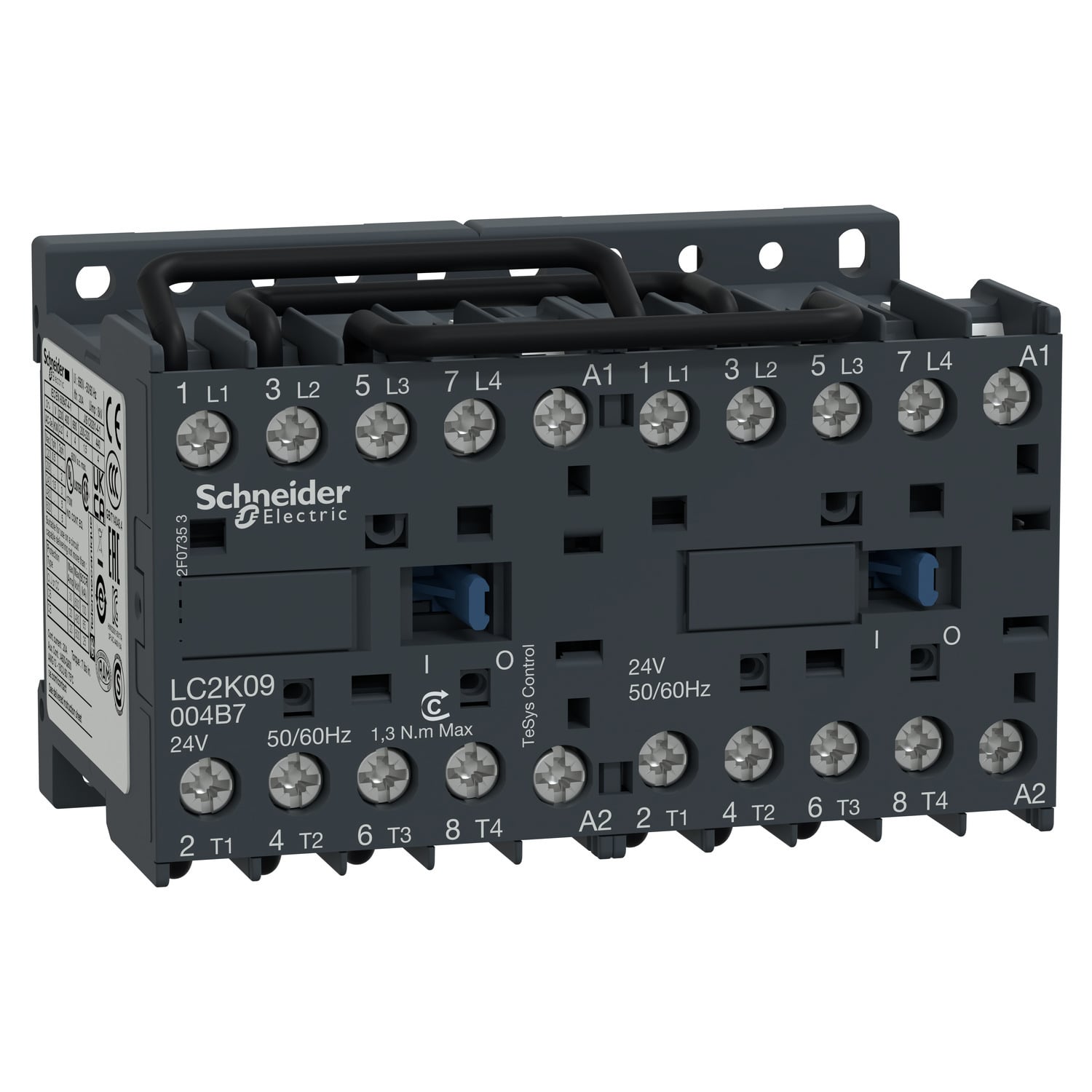 LC2K09004B7 TeSys K Changeover Contactor With Mechanical Lock, 24 V AC V Coil, 20 A, 4NO Contact, 4 Poles