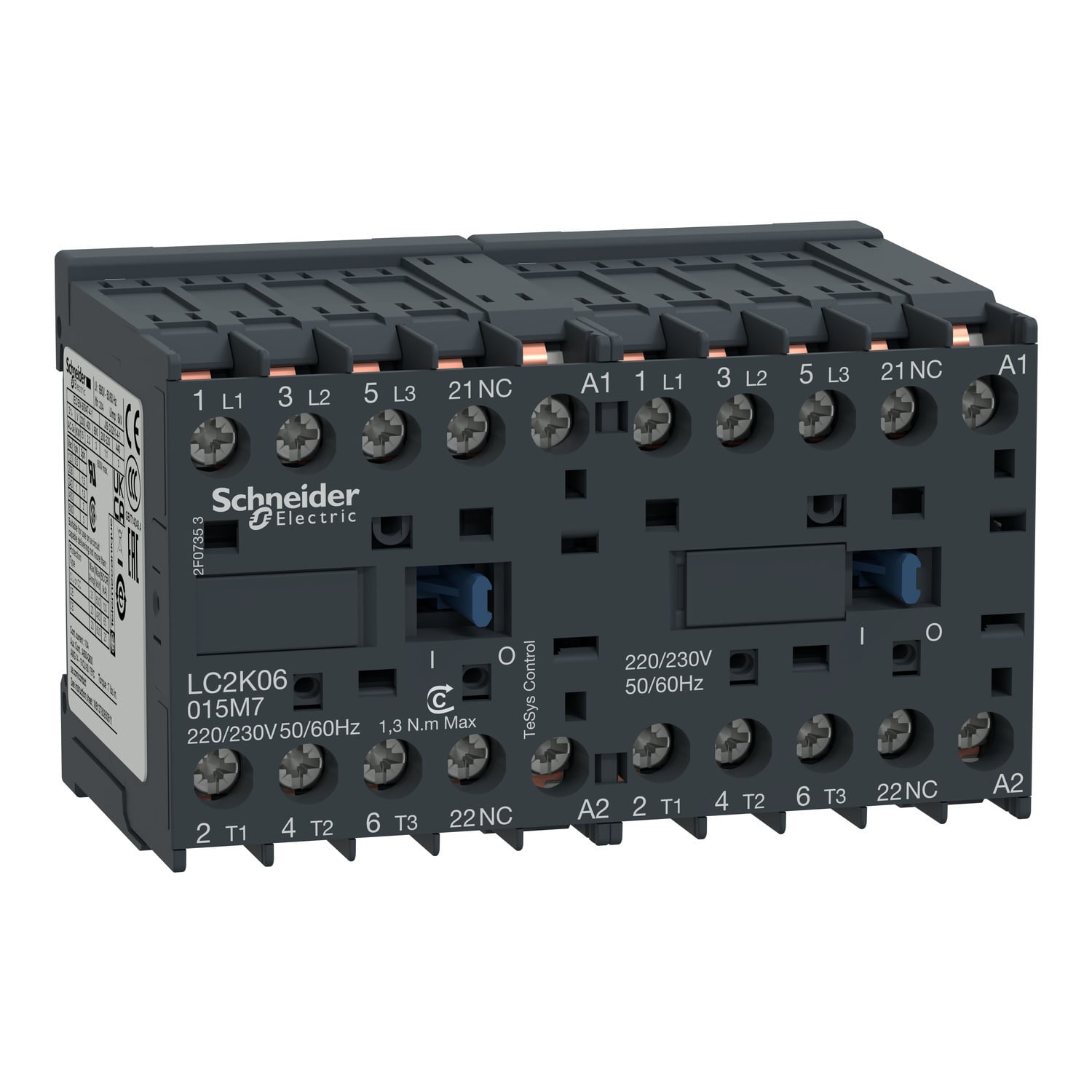 LC2K09015E7 TeSys K Reversing Contactor With Mechanical Lock, 48 V AC V Coil, 20 A, 3NO Contact, 3 Poles
