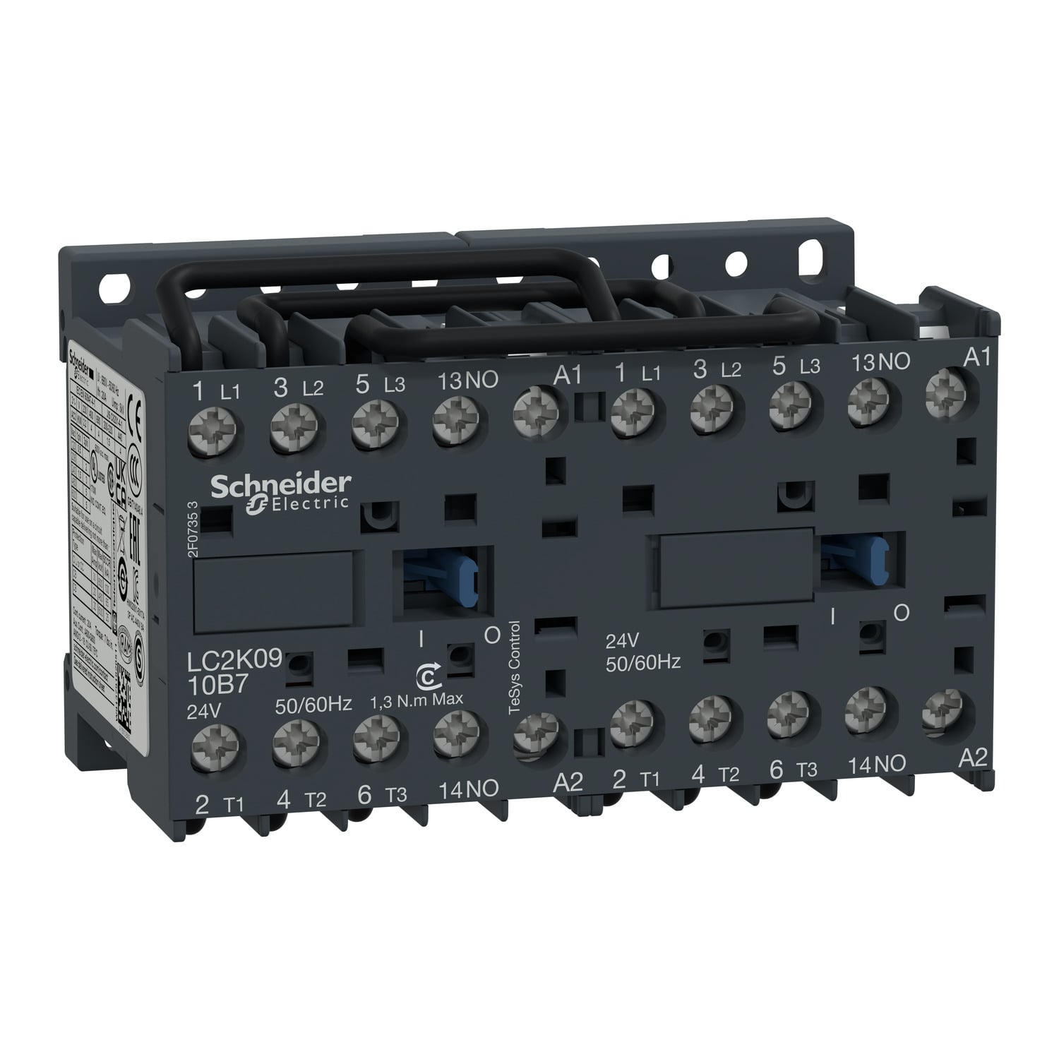LC2K0910M7 TeSys K LC2K Reversing Miniature IEC Contactor, 220 to 230 V AC V Coil, 9/16/20 A, 3NO Contact, 3 Poles