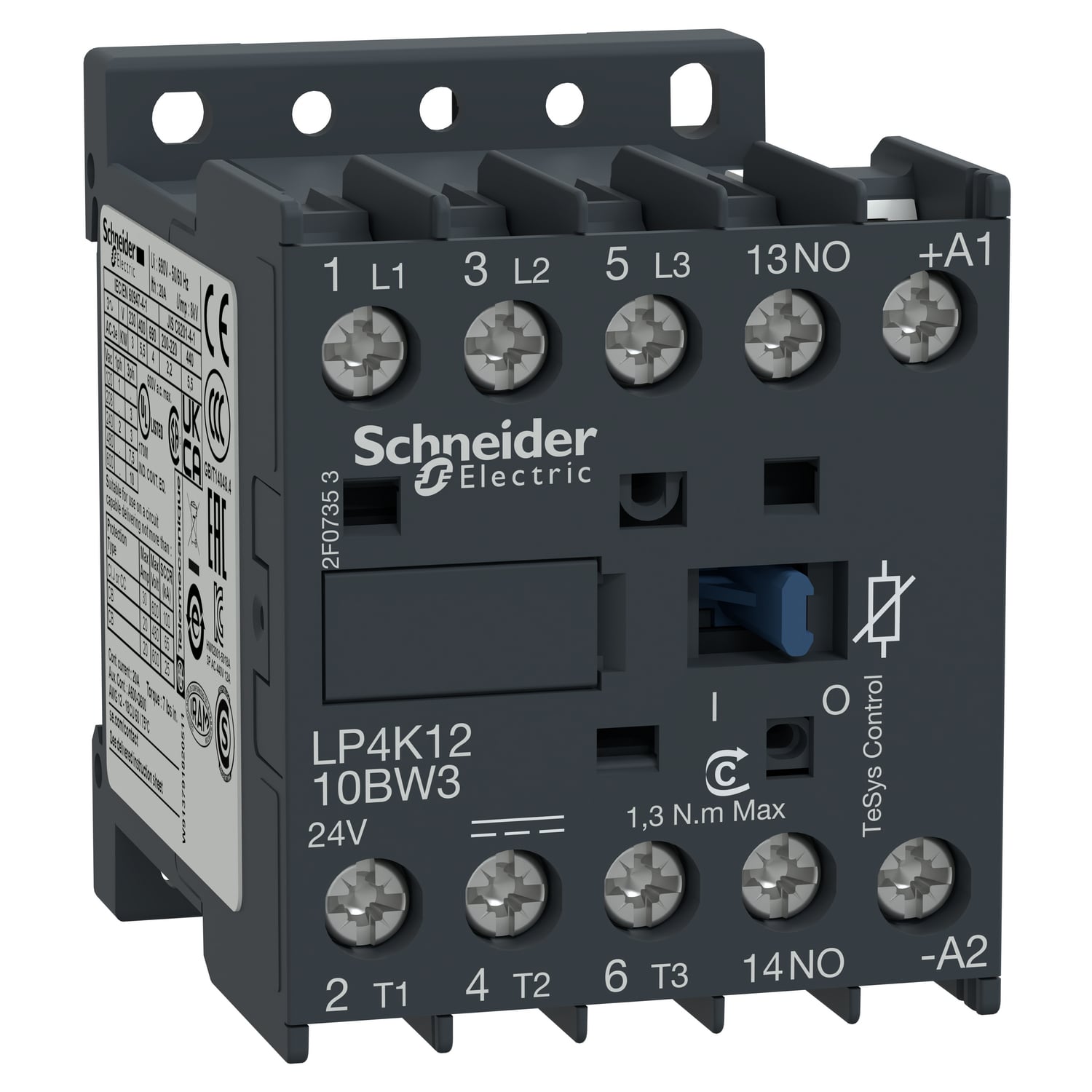 LP4K1210BW3 TeSys K K-Line IEC Contactor, 690 VAC V Coil, 12/16/20 A, 3NO Contact, 3 Poles