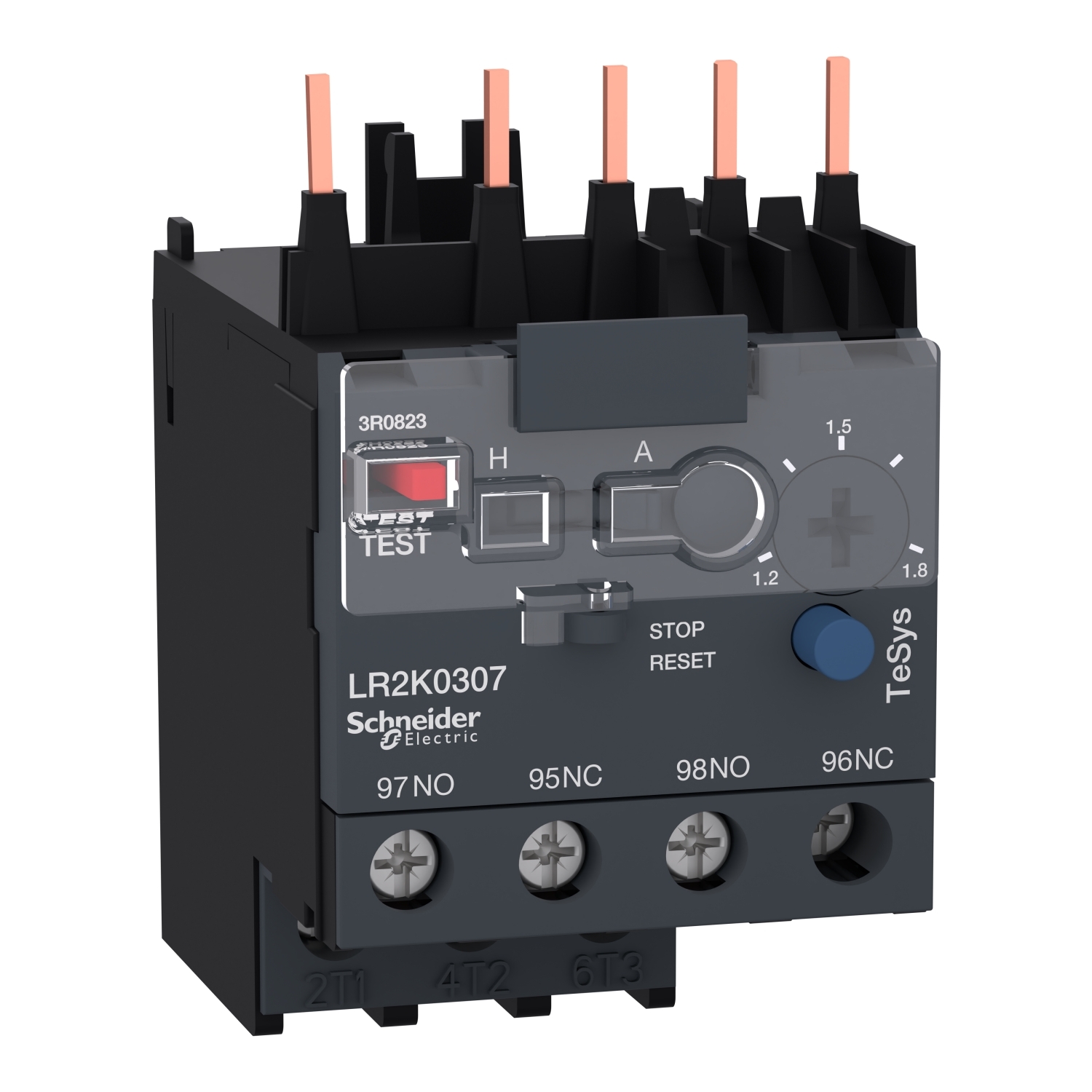 LR2K0307 TeSys K-Line Bi-Metallic Thermal Overload Relay, 1.2 to 1.8 A, 1NO-1NC 1 Form A/1 Form B Contact