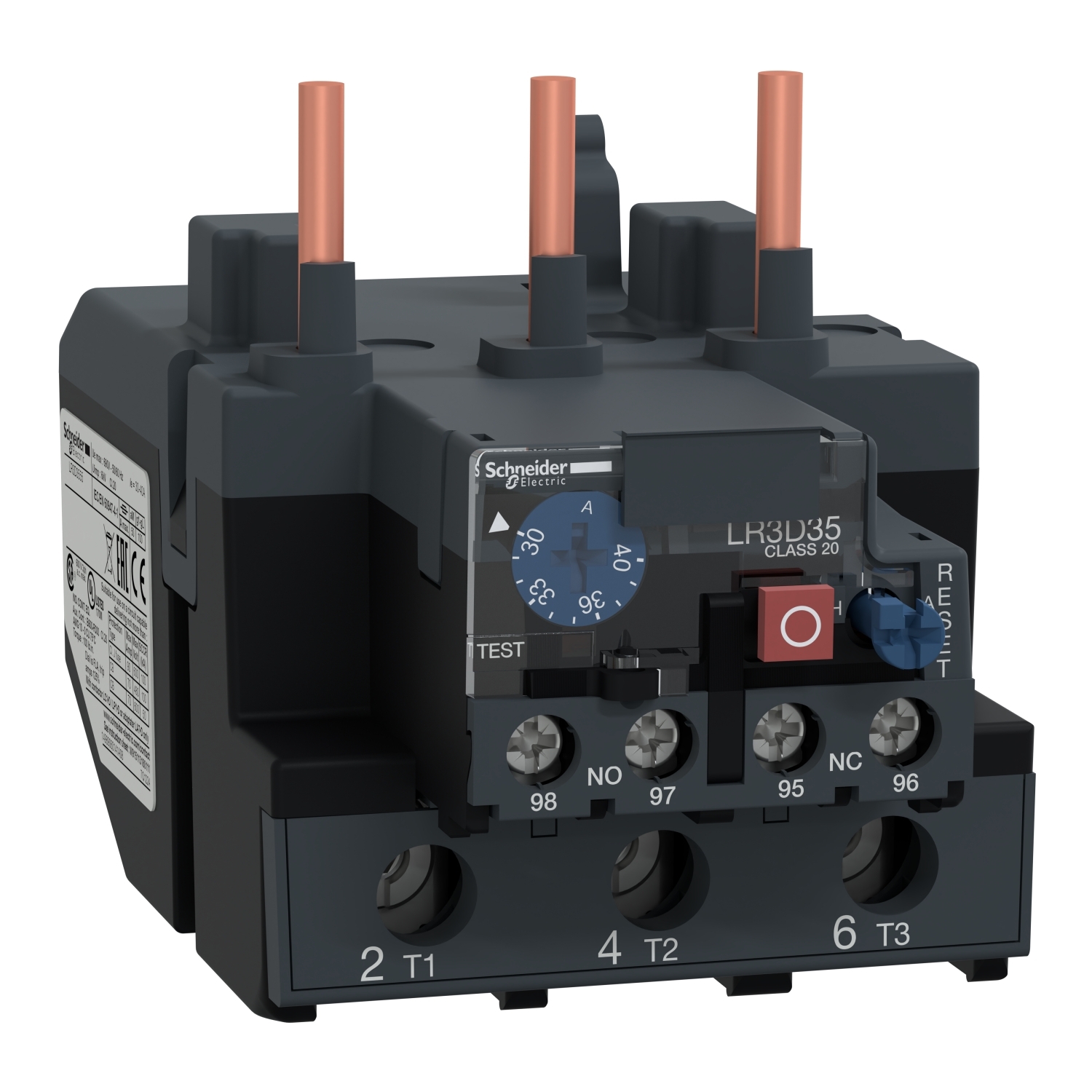 LR3D3555 TeSys LR3D Non-Differential Thermal Overload Relay, 30 to 40 A, 1NO-1NC 1 Form A/1 Form B Contact