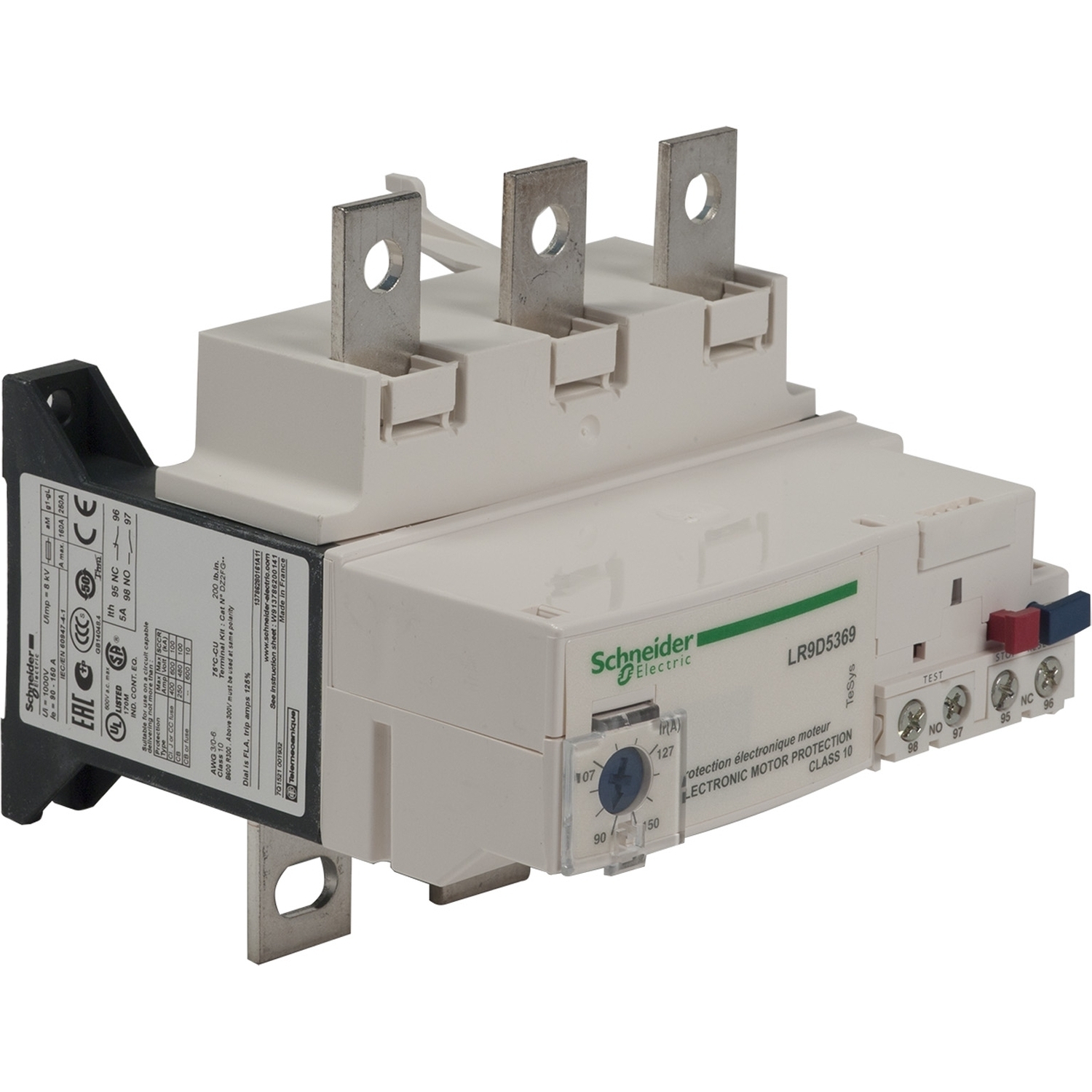 LR9D5369 TeSys LR9D Electronic Solid State Thermal Overload Relay, 90 to 150 A, 1NO-1NC 1 Form A/1 Form B Contact