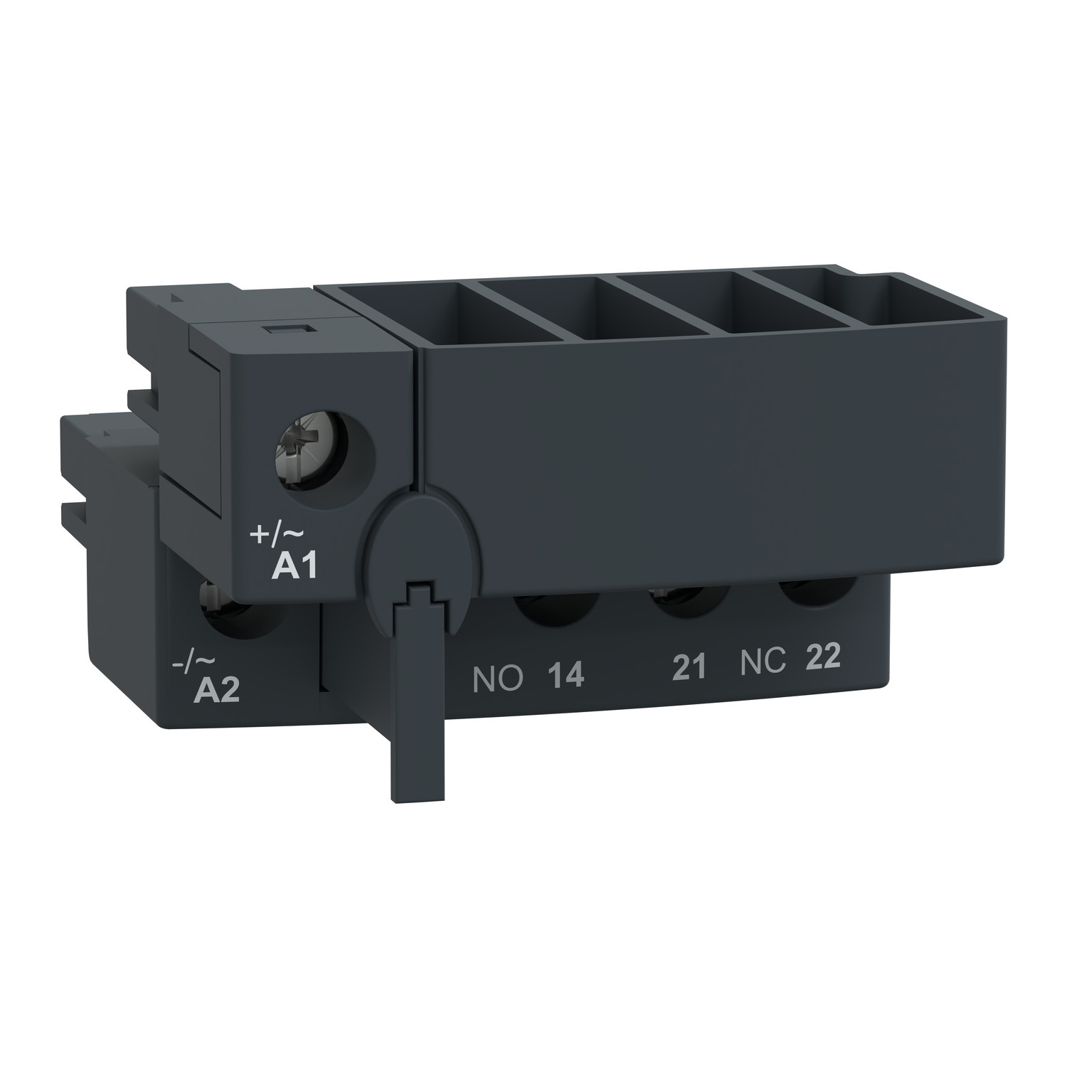 LU9BN11 2-Pole Control Terminal Block, For Use With LUB120 and LUB320 Power Base, 1NO-1NC Contact, <=400 Hz, Screw Terminal, -25 to 70 deg C Operating