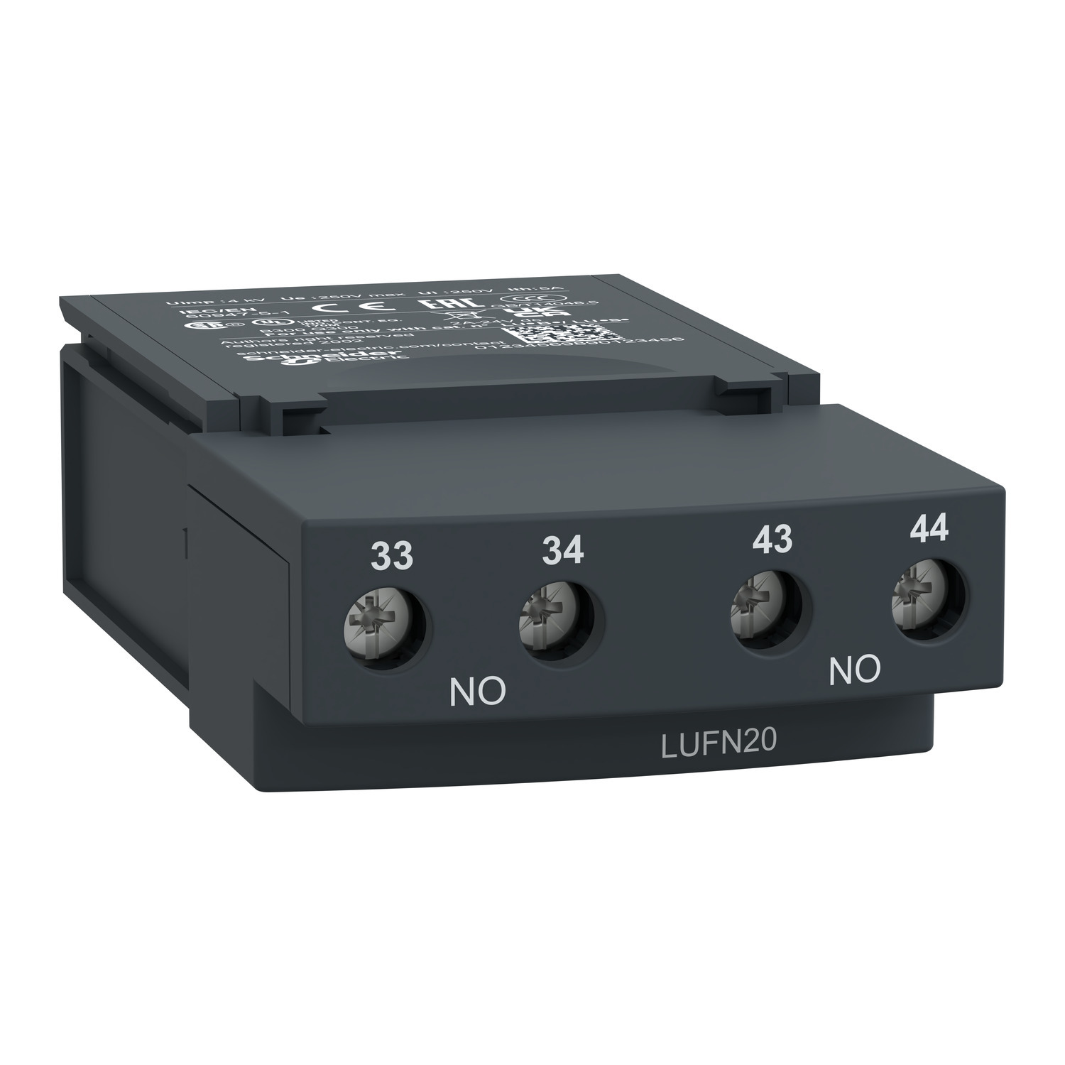 LUFN20 Direct Mount Auxiliary Contact Module, 2 Poles, For Use With TeSys U Simple Motor Starter