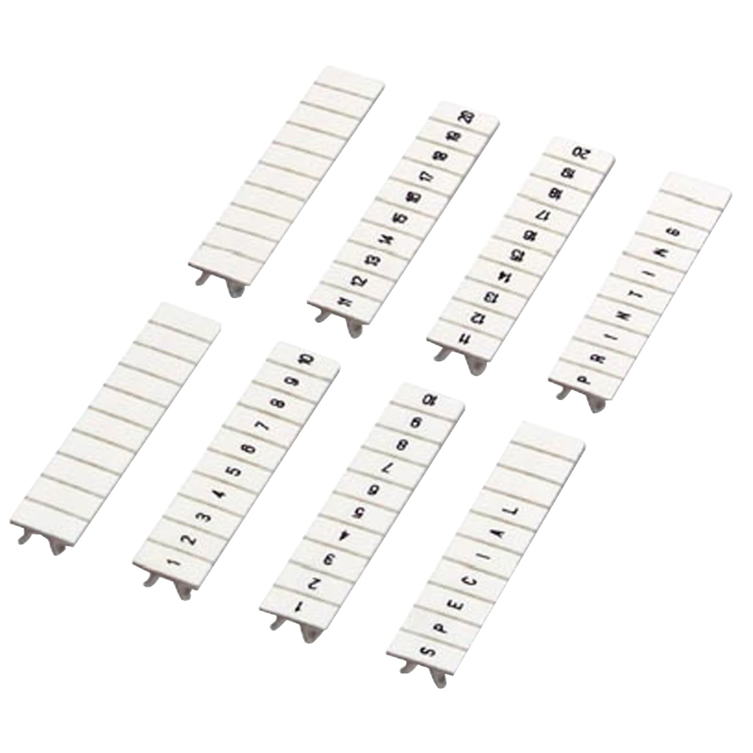 NSYTRAB520 10-Character Horizontal Numeric Printed Marking Strip, 5 mm W, Black Legend, Polyamide 6.6