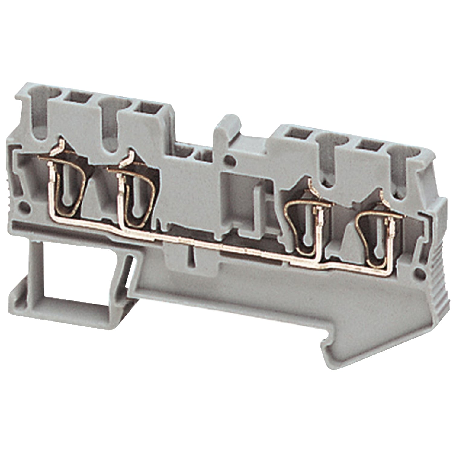 NSYTRR24 Linergy 1-Level 4-Terminal Feed-Thru Terminal Block, 800 V, 28 A, 28 to 12 AWG Solid/Stranded Wire, 1 Poles, DIN Rail Mount