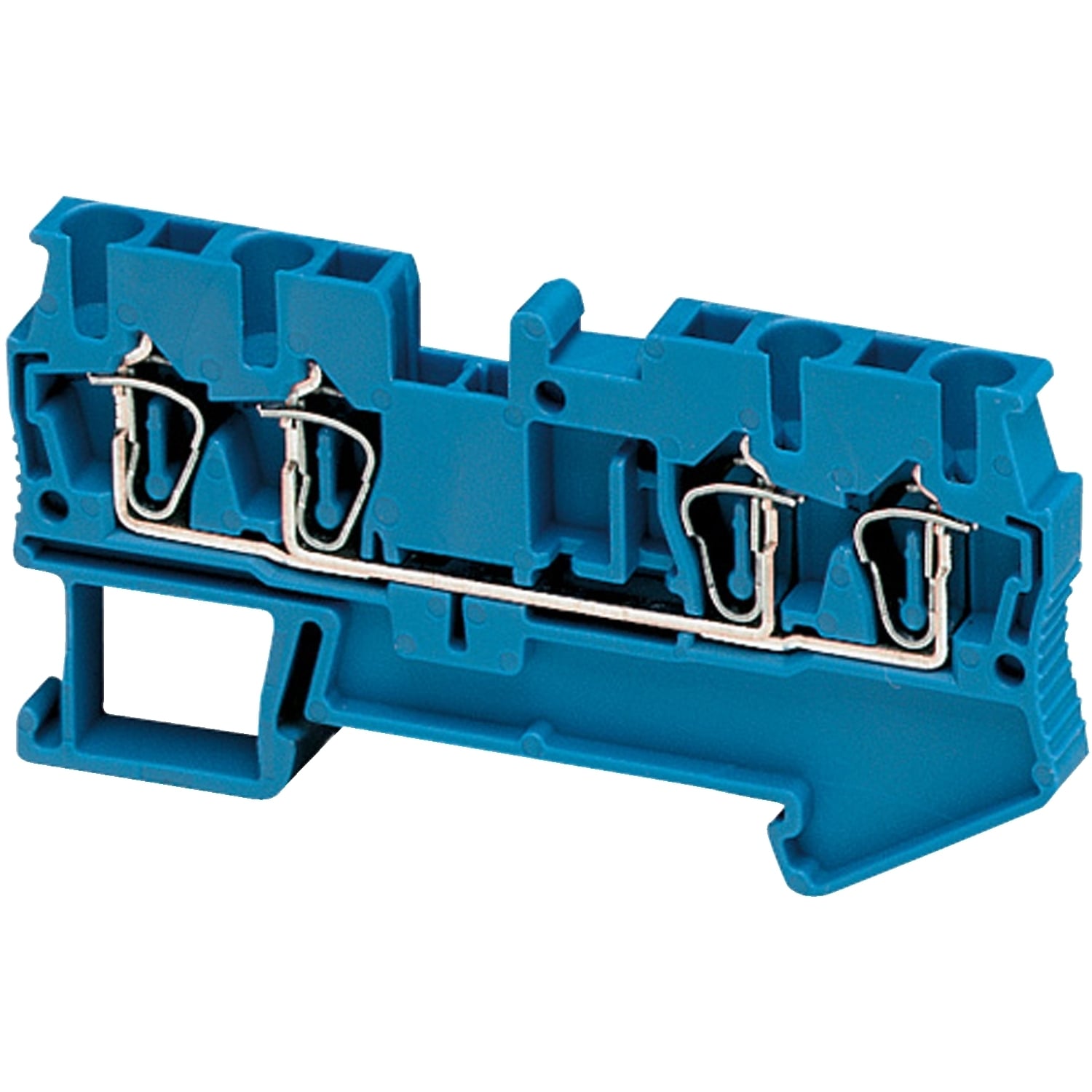 NSYTRR24BL Linergy 1-Level 4-Terminal Feed-Thru Terminal Block, 800 V, 28 A, 28 to 12 AWG Solid/Stranded Wire, 1 Poles, DIN Rail Mount