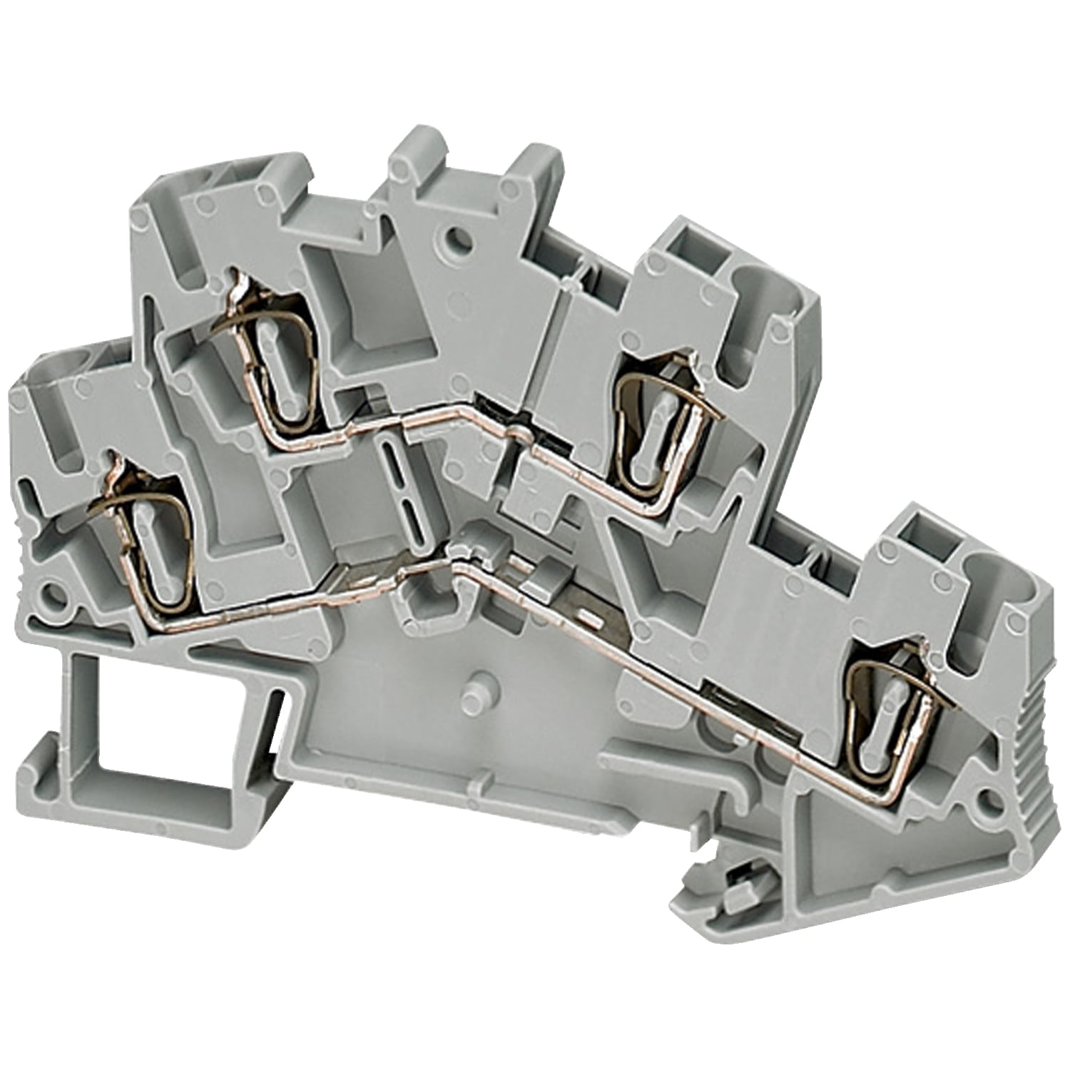 NSYTRR24D 2-Level 4-Point Terminal Block, 600 V AC, 20 A, 28 to 12 AWG Wire, 2 Poles, Clip-Fit Mount