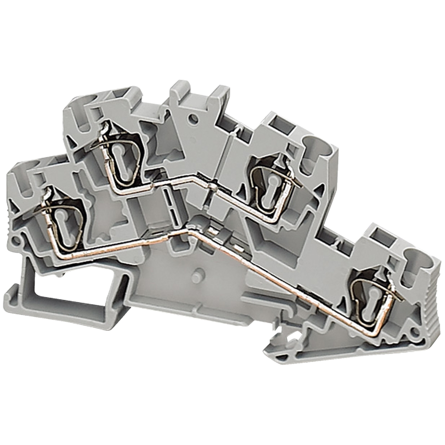 Terminal block, Linergy TR, spring type, double level, 4 points, 4mm, grey, set of 50