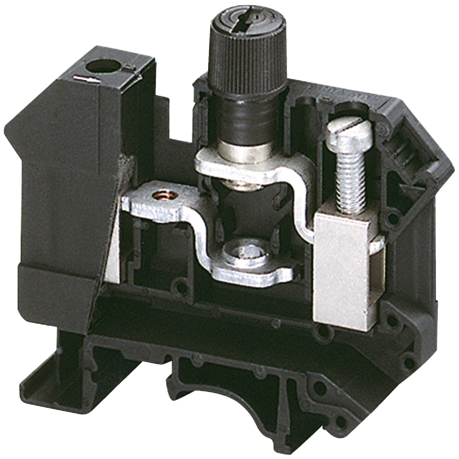NSYTRV162SF 1-Level 2-Point Fused Terminal Block, 500 V AC, 20 A, 24 to 6 AWG Wire, 1 Pole, Clip-Fit Mount