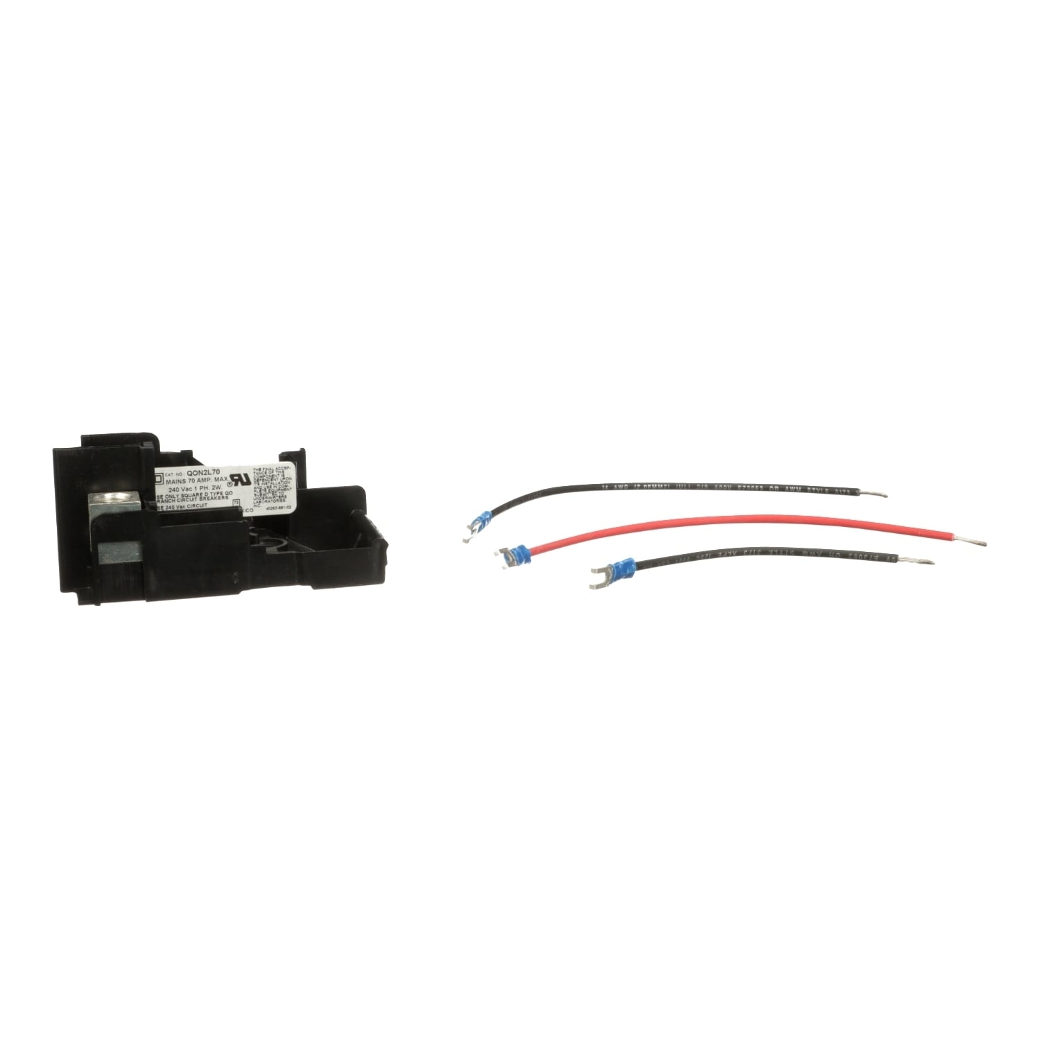QON2L70 Type OEM Mounting Base, For Use With QO QO-GFI, QO-AFI, QO-EPD Unit Mounting Circuit Breaker and Loadcenter, 70 A at 120/240 V AC, 10 kA Interrupt Rated, 1-Phase, 2-Wire, 12 to 3 AWG Aluminum, 14 to 4 AWG Copper, 1-Pole 2-Spaces