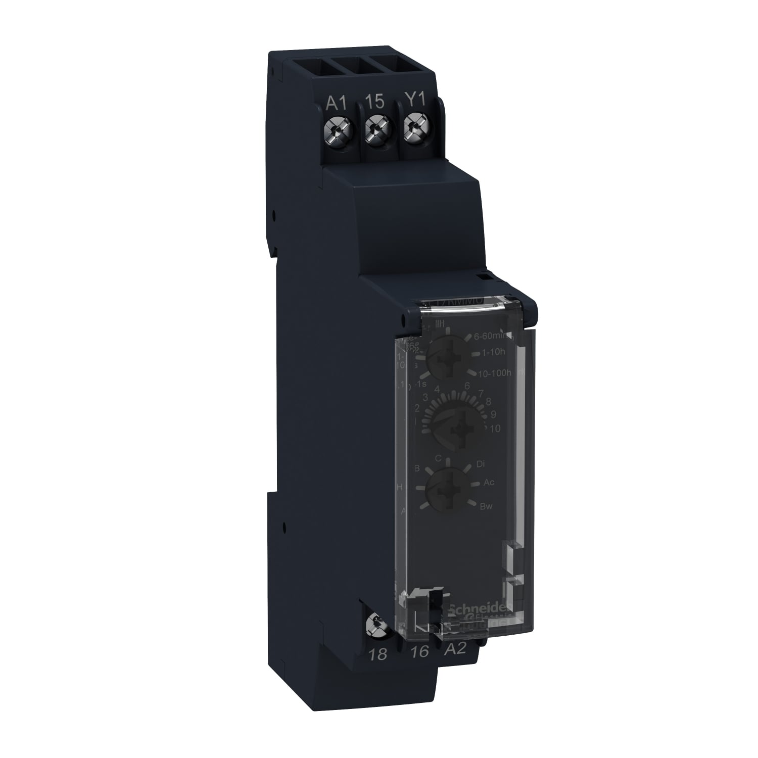 RE17RMMU Zelio Modular Timing Relay, 1 s to 100 hr Setting, 24 to 240 V AC/24 V DC, 1CO 1 Form C SPDT Contact