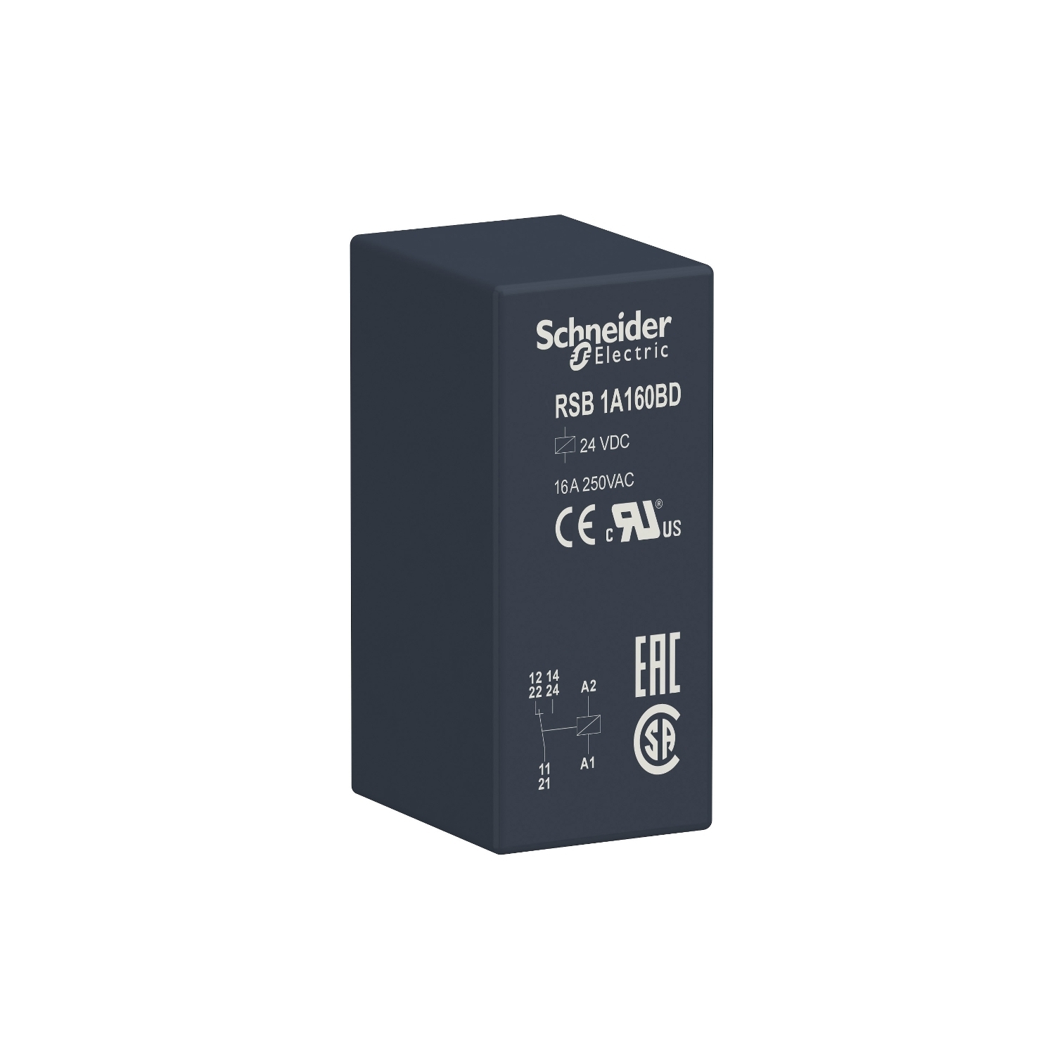RSB1A160BD Zelio Interface Relay, 16 A, 1CO 1 Form C SPDT Contact, 24 VDC V Coil